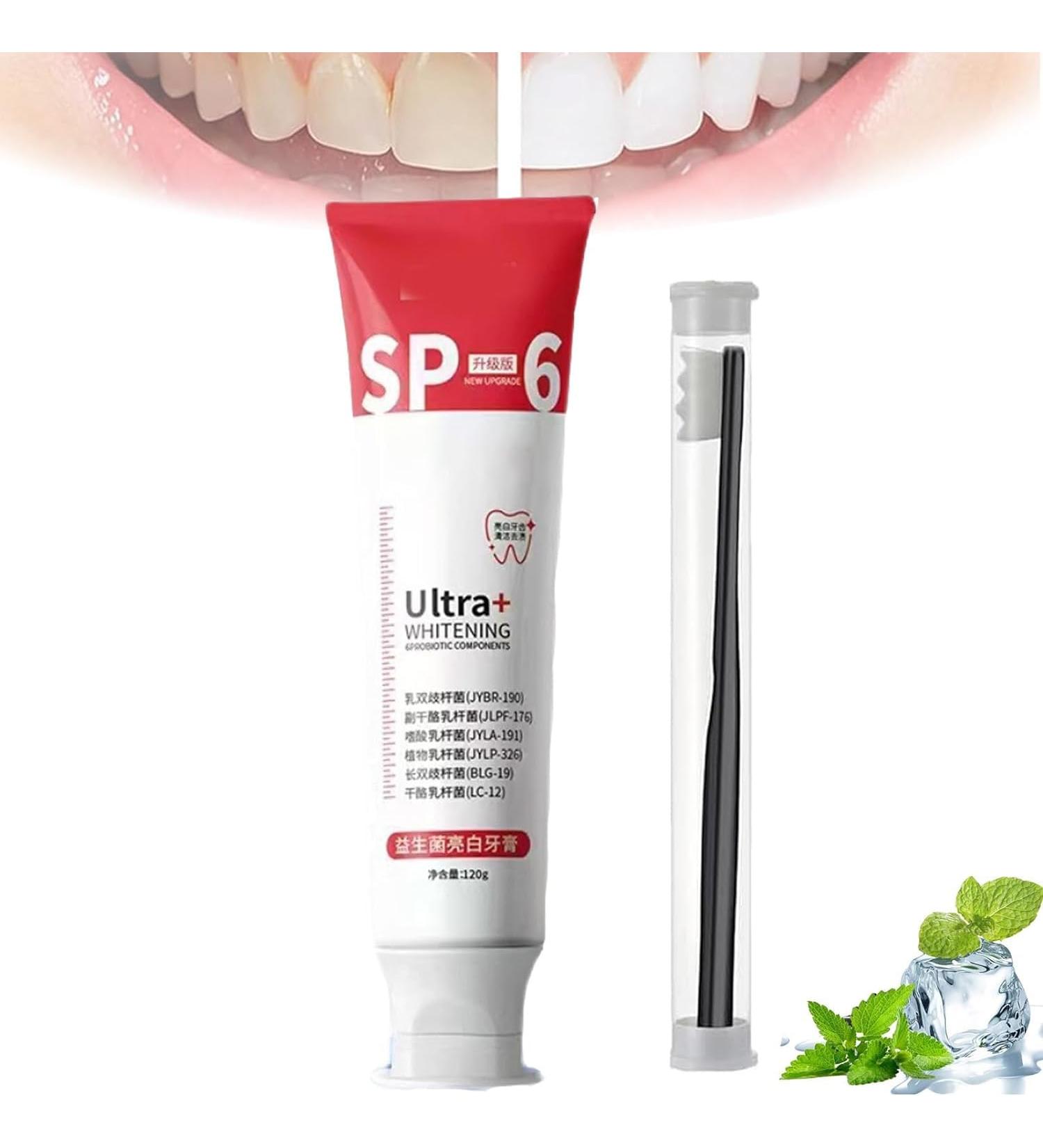 SP-6 Ultra Whitening Toothpaste - Probiotic Brightening Deep Cleaning Maximum Fresh Breath | International Shipping Available - Buy Online on GoSupps.com