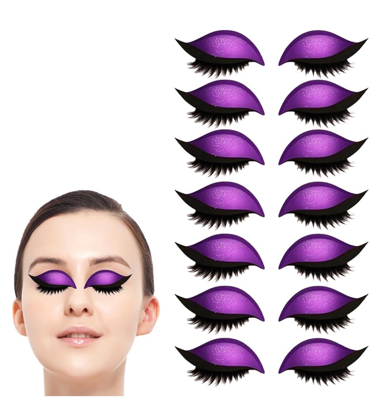 Patchs for Cils Lazy Eye Shadow Autocollants for Cils Lazy 7 Paires D'autocollants for Fards Paupi res Paillet s avec Cils Fard Paupi res Et Cils Faciles Appliquer en Un(Purple) - Buy Online on GoSupps.com