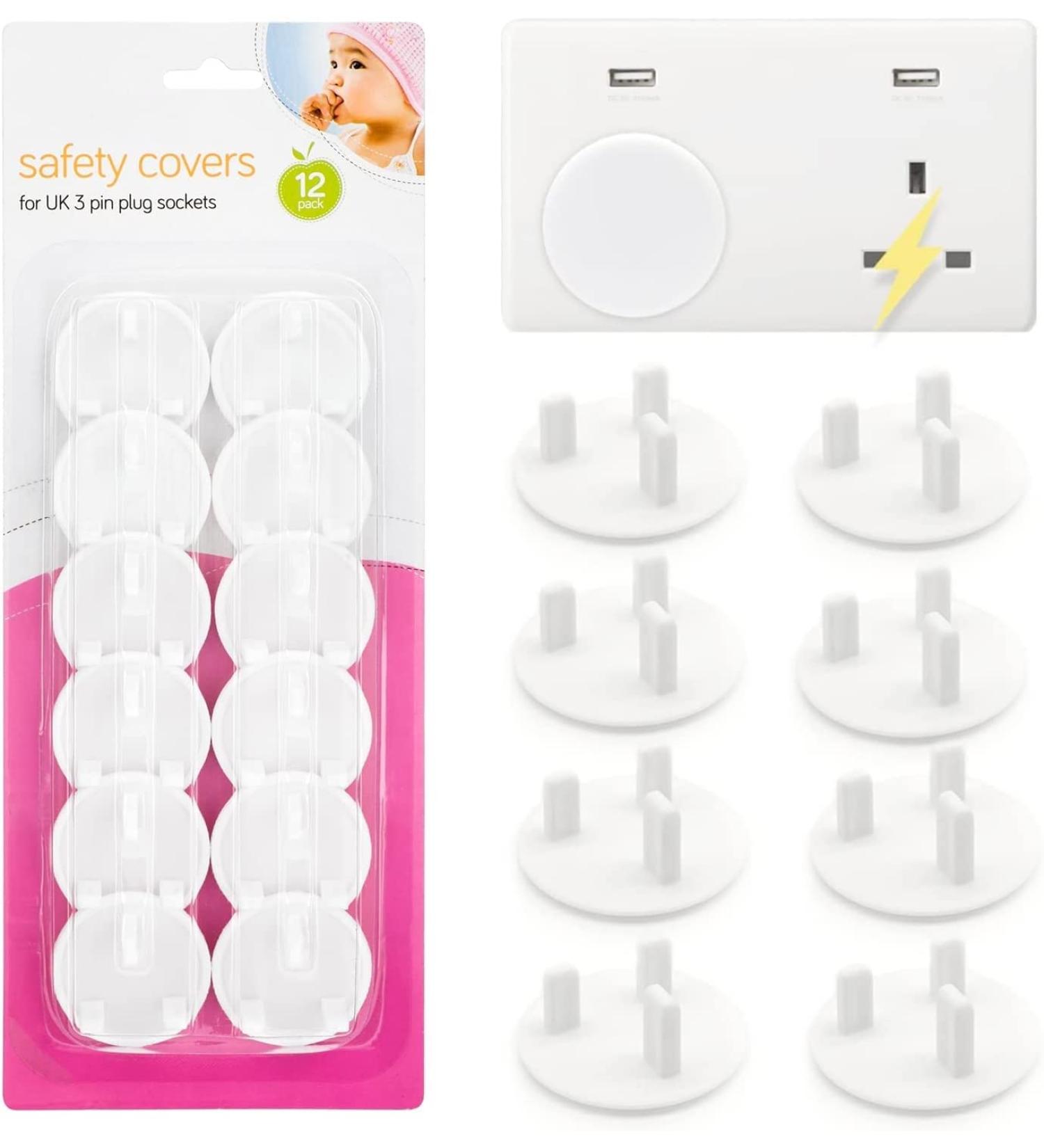 Baby Safety Plug Socket Covers - 12pc White Outlet Protectors for Home, Office, School & Hospital Use - Buy Online on GoSupps.com