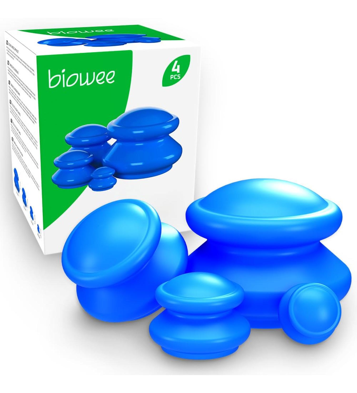Biowee Silicone Cupping Set - 4 Anti-Cellulite Massage Devices for Professional Cupping Therapy Muscle Relaxation & Anti-Aging | International Shipping Available - Buy Online on GoSupps.com