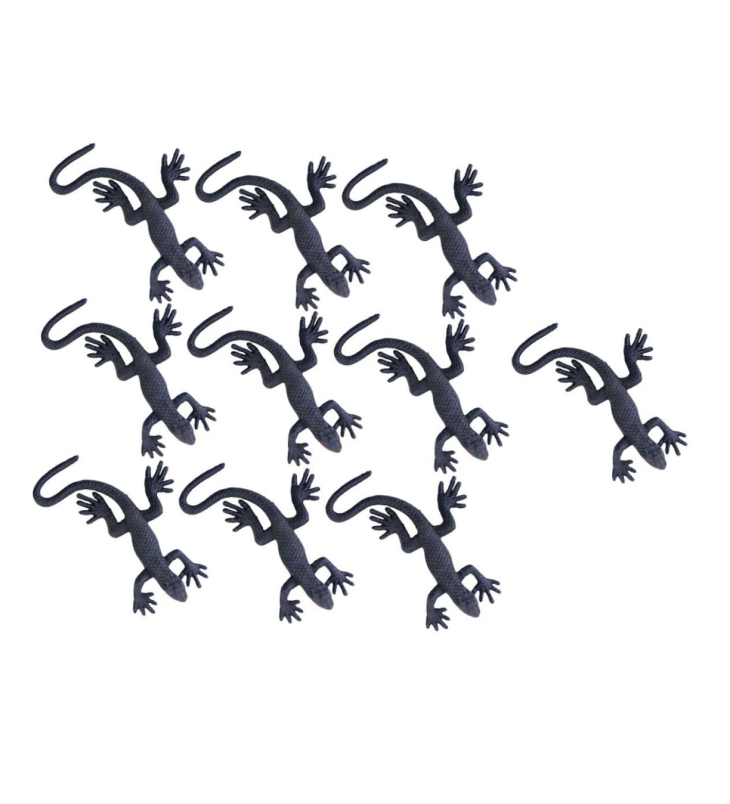 Feltelectr 10-Pack Halloween Gecko Toys - Creepy Simulation Gifts & Decor | Black 3.5x8cm Models for Spooky Fun - Buy Online on GoSupps.com