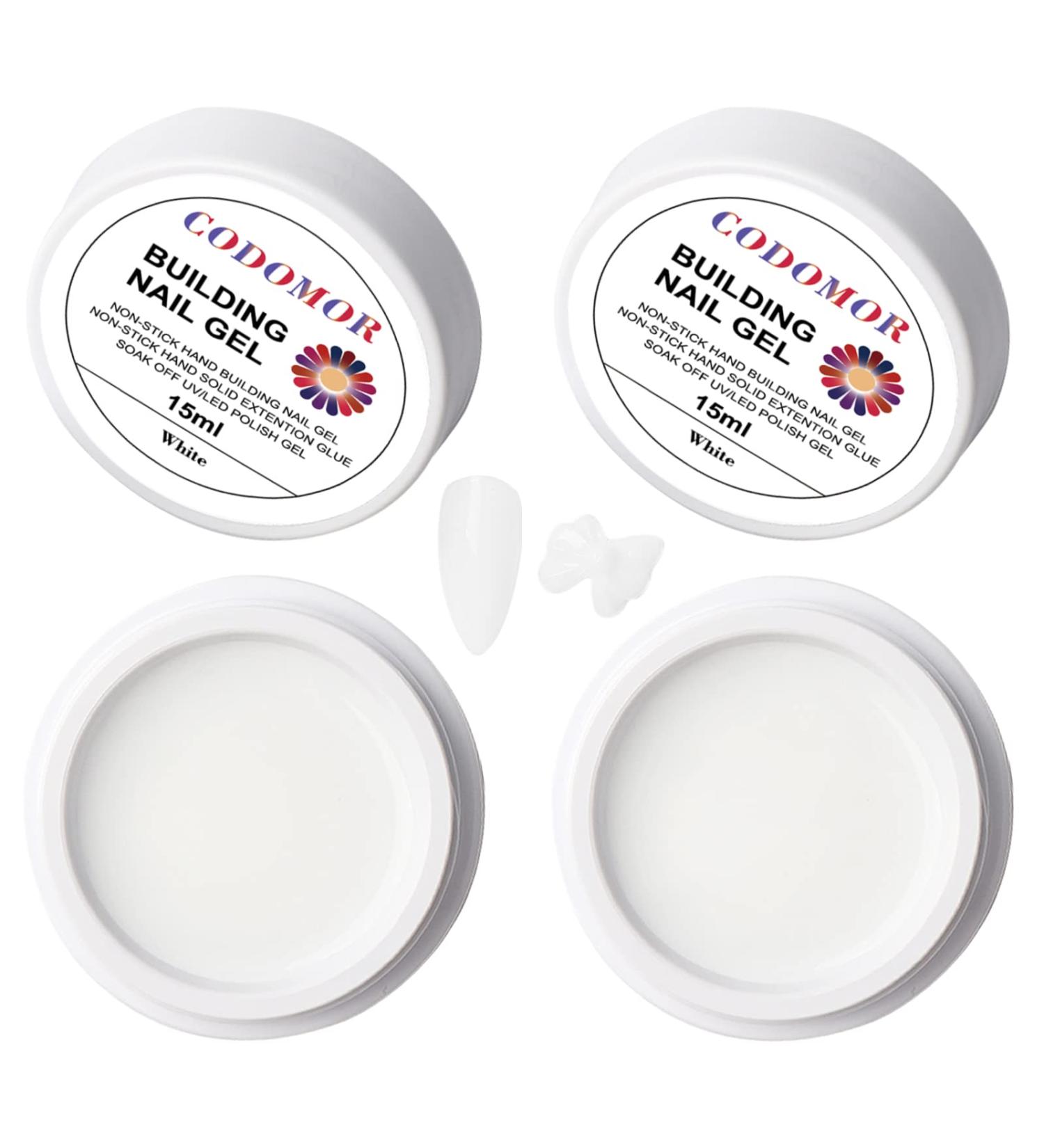 COMODOR Solid Sculpture Gel Nail Extension Set - 2 White 15ml Non-Sticky Hand Nail Carving Gel - Buy Online on GoSupps.com