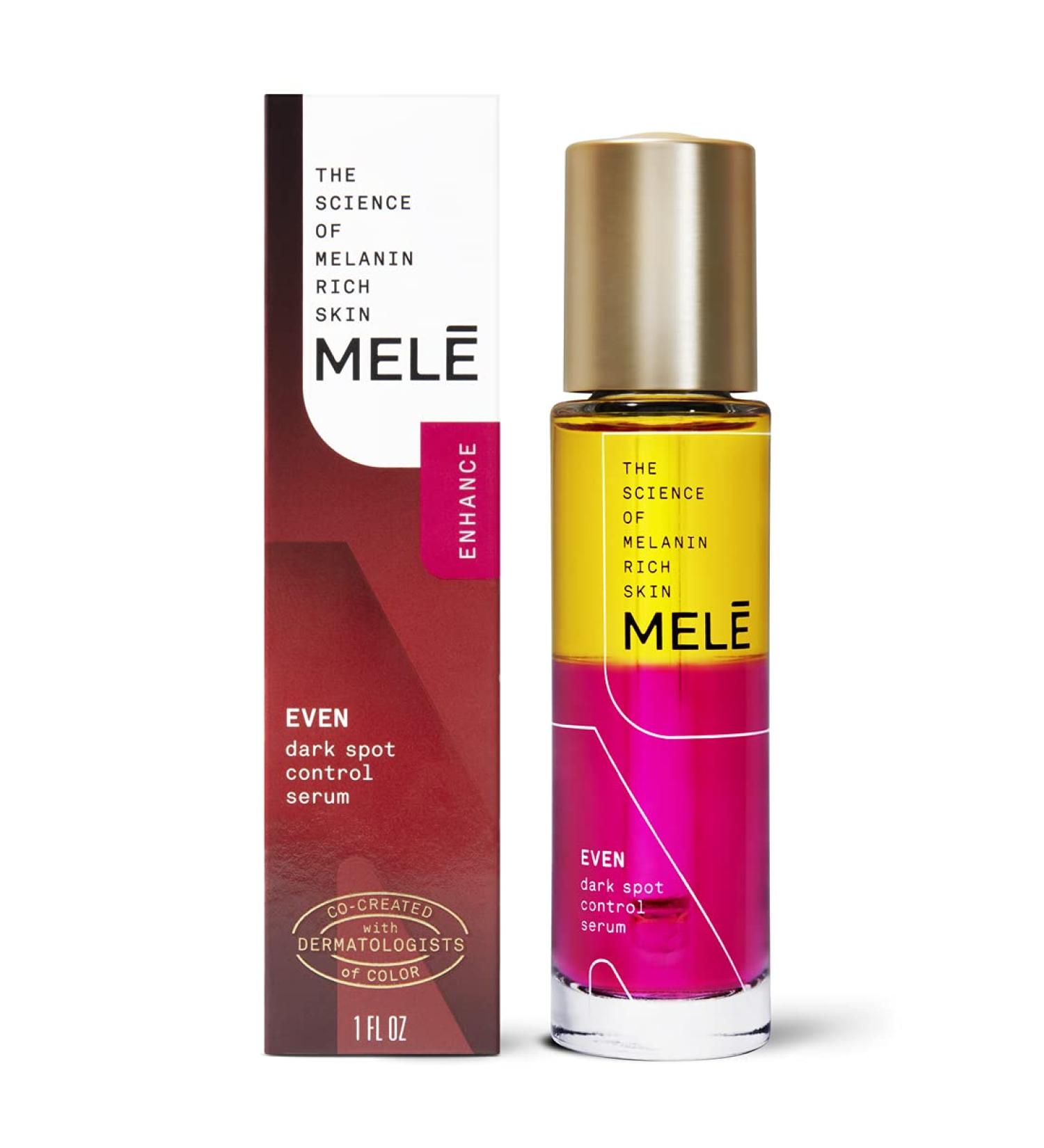 Mele Even Dark Spot Serum | Reduces Dark Spots, Uneven Tone & Signs of Aging | 1 oz with Niacinamide, Vitamin E & Pro-Retinol - Buy Online on GoSupps.com