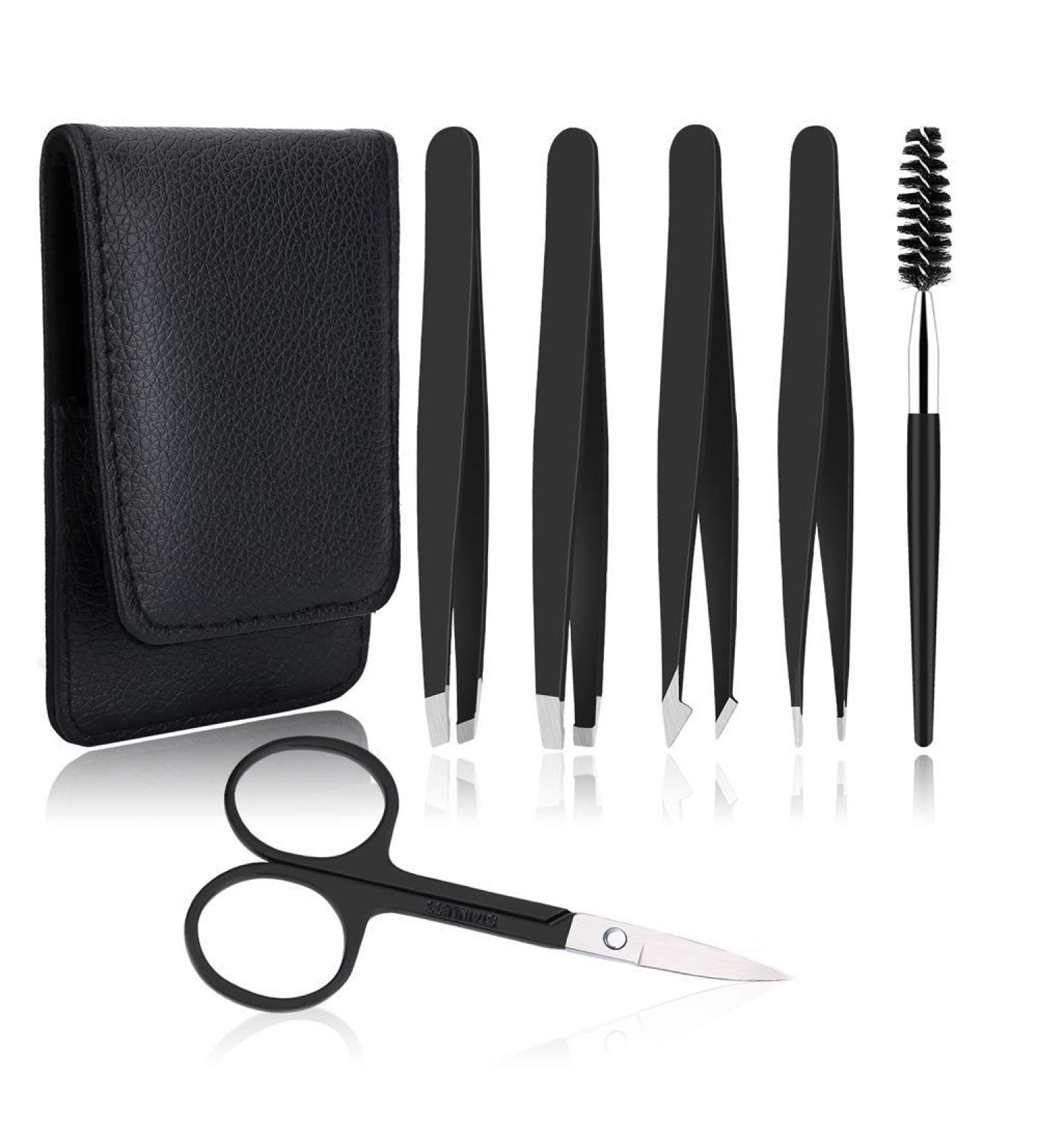 Professional 6+1 PCS Tweezer Kit for Ingrown Hair, Eyebrow Plucking, and Splinter Removal - Perfect for Men and Women - Buy Online on GoSupps.com