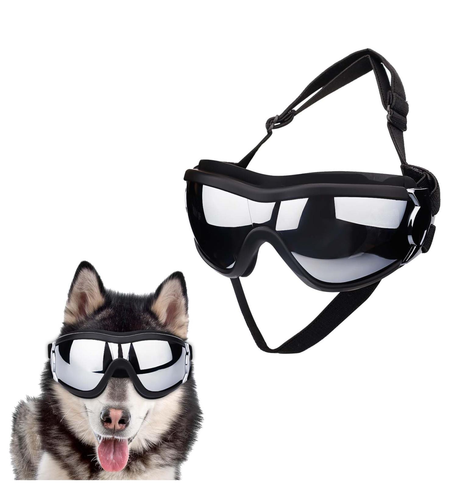 Dog Goggles for Medium and Large Dogs Dog Fashion Sunglasses Windproof Dustproof Snowproof Adjustable Pet Sunglasses for Outdoor Riding Driving Eyewear Protection (Black) - Buy Online on GoSupps.com