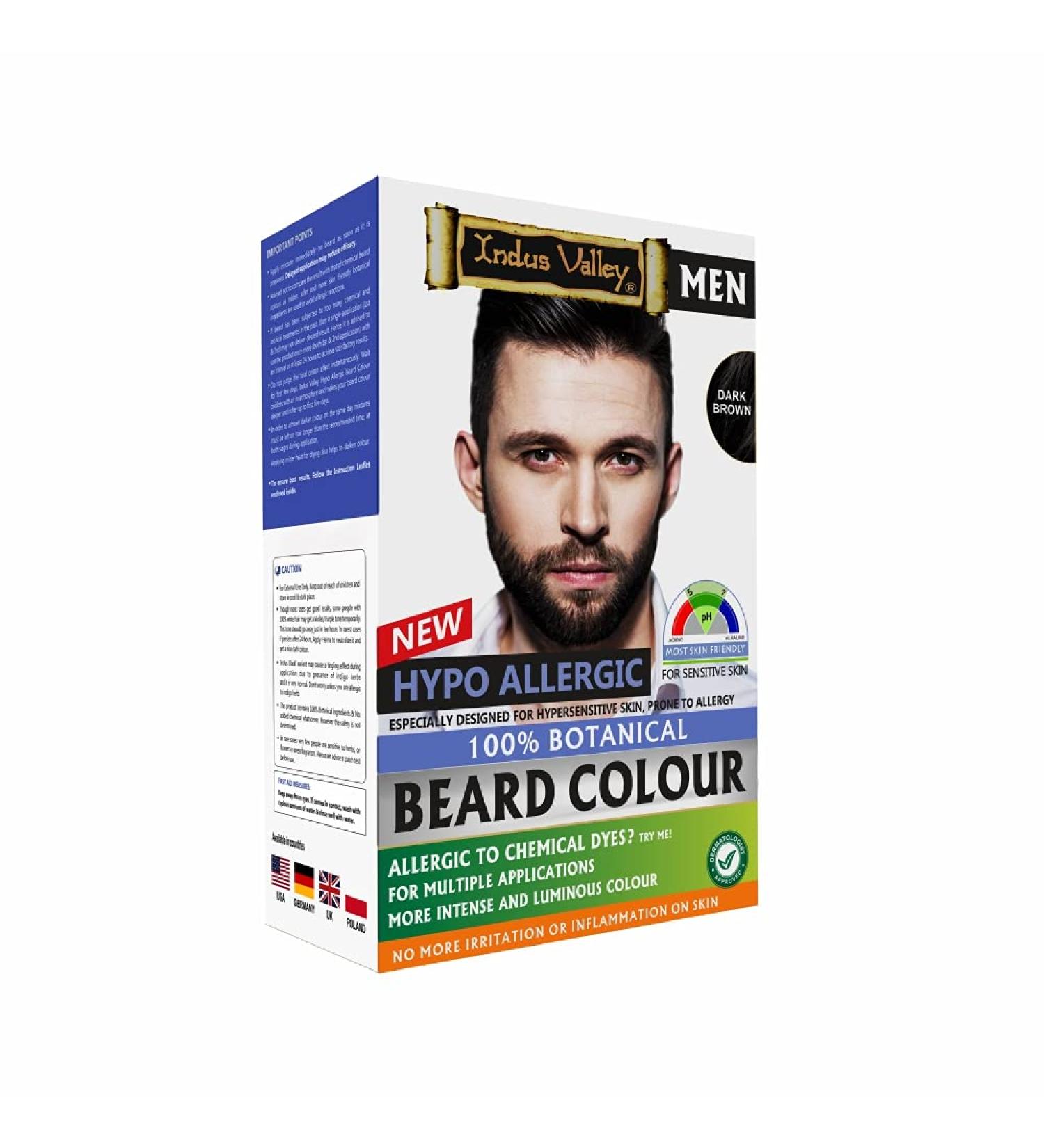 Indus Valley 100% Botanical Hypoallergenic Beard Color for Men - Dark Brown - Buy Online on GoSupps.com
