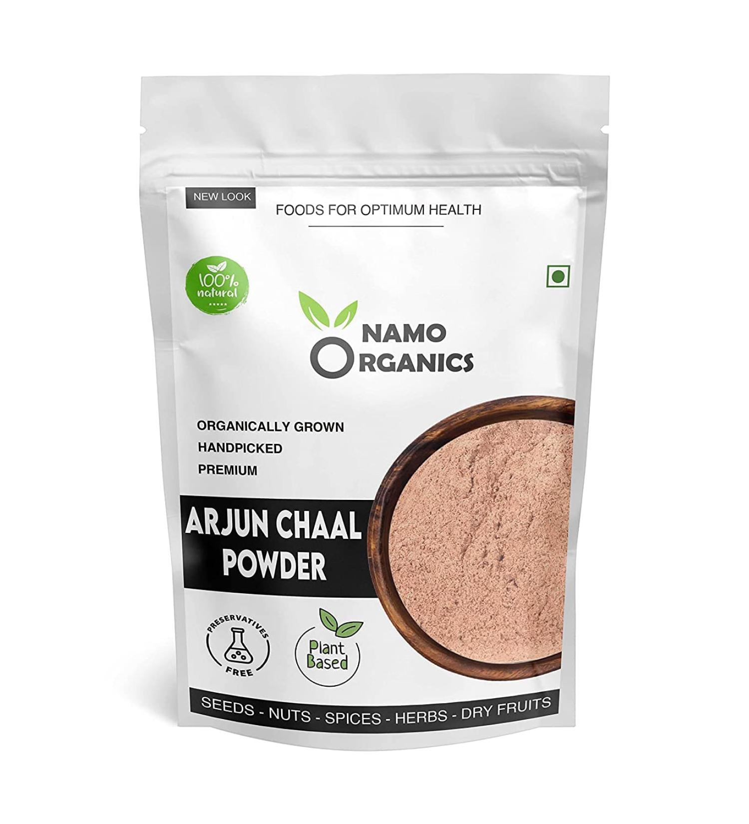 24 Karat Namo Organics - Organic Arjun ki Chaal Powder - 500 Gm - Terminalia Arjuna - Double Filtered 100% Arjun Bark Fine Powder - Buy Online on GoSupps.com