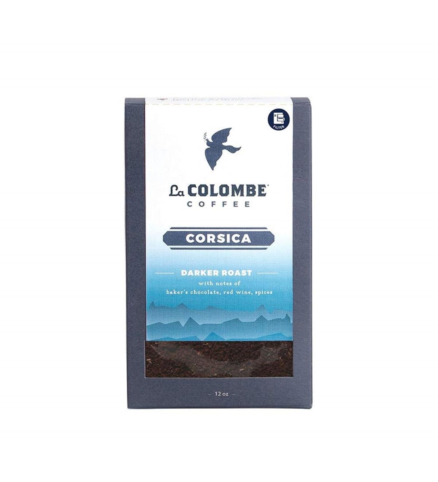 La Colombe Corsica Dark Roast Drip Grind Caf moulu Notes de chocolat boulangerie vin rouge et pices 340 ml (lot de 4) Corse 12 g (Lot de 4) - Buy Online on GoSupps.com