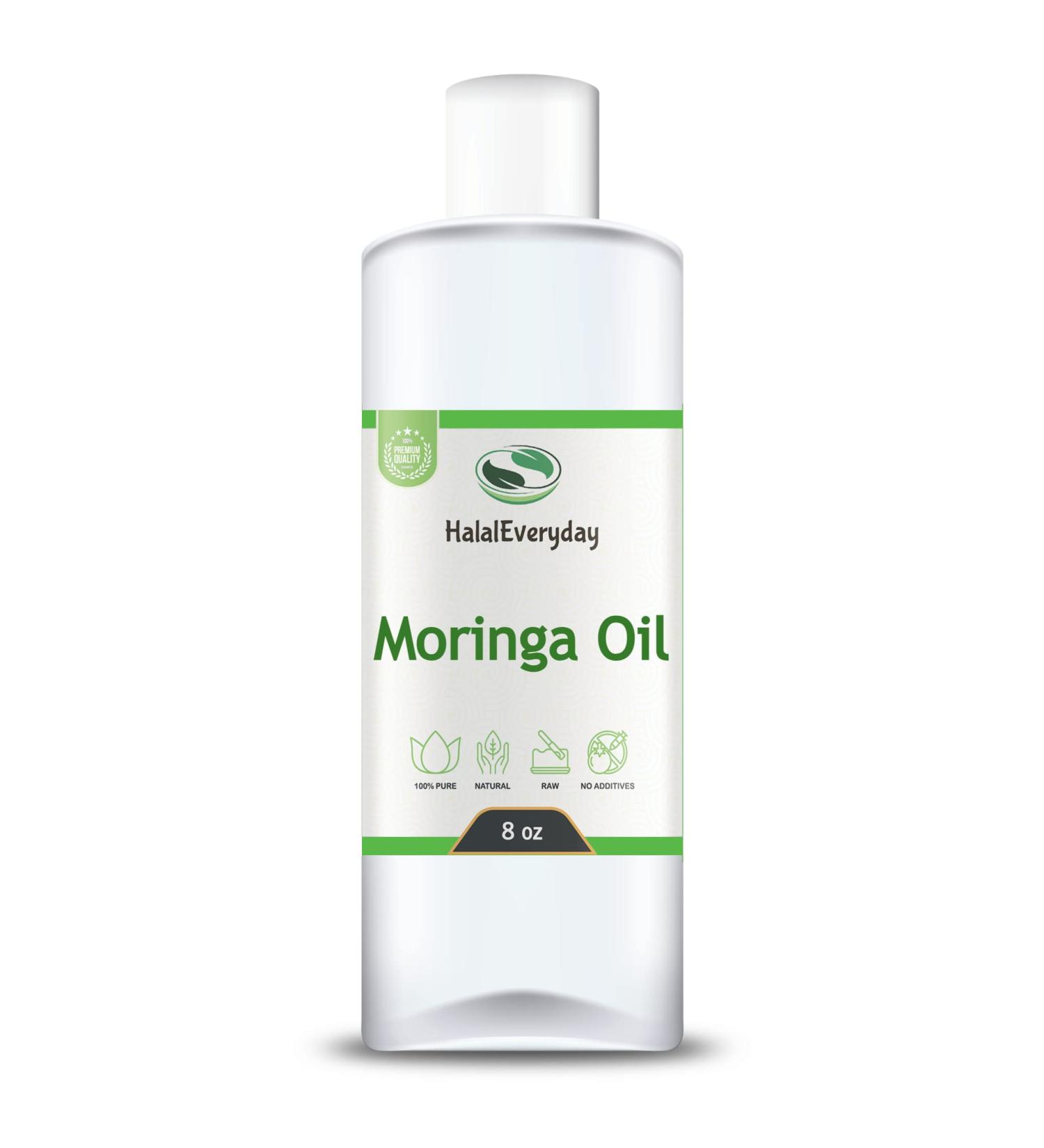 HalalEveryDay Moringa Oil - 100% Pure Natural Unrefined Virgin Organic | Cosmetic & Food Grade | For Skin Body Hair & Face (8 oz.) 8 Fl Oz (Pack of 1)