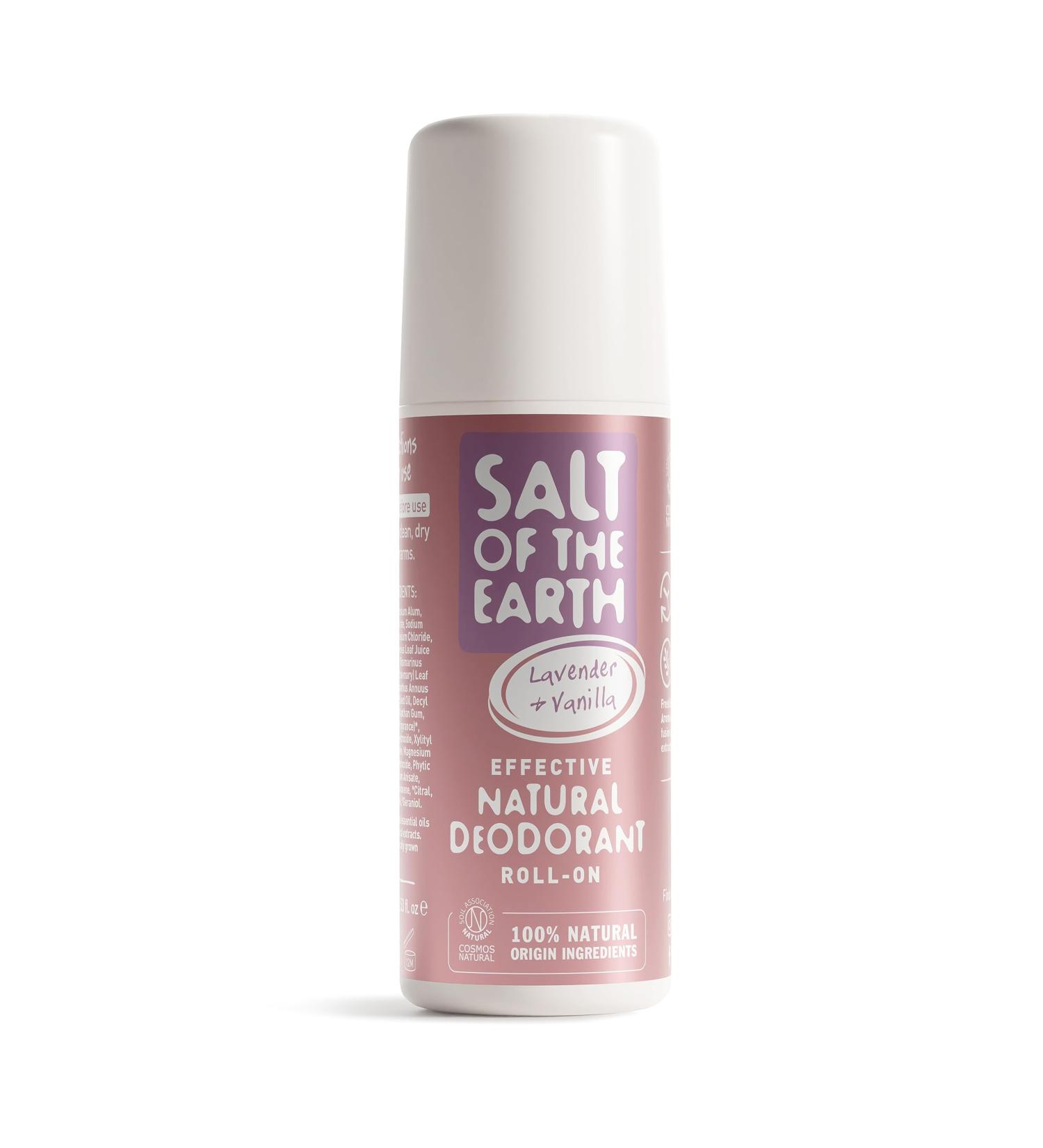 Salt of the Earth Lavender & Vanilla Deodorant Roll-On - 100% Natural, Vegan, Cruelty-Free - 75ml - Buy Online on GoSupps.com