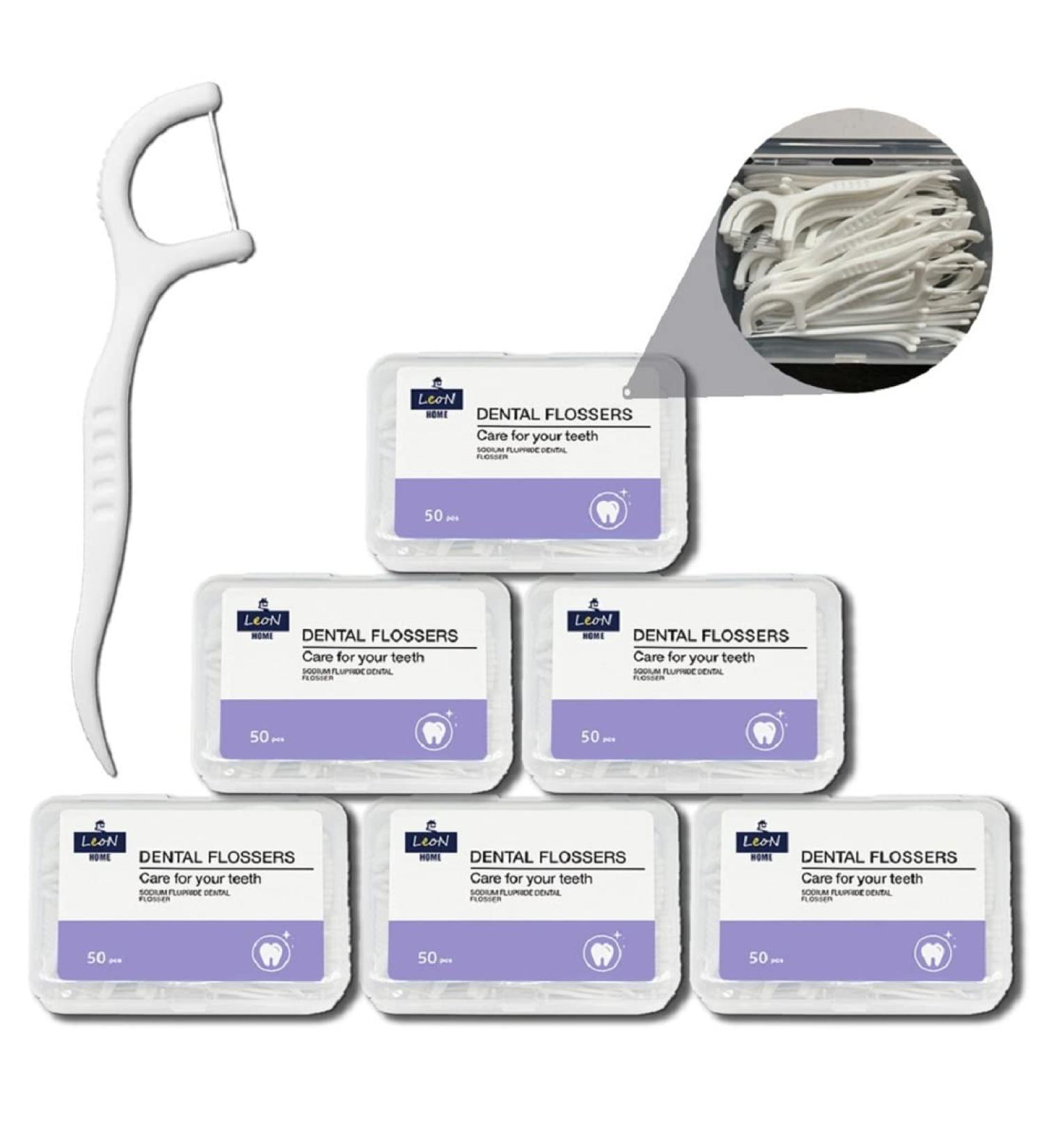 Unwaxed Dental Floss Picks 300 PCS | Travel Case & Toothpick | Deep Clean Oral Care | Durable Unflavored Flossing - 6 Pack - Buy Online on GoSupps.com