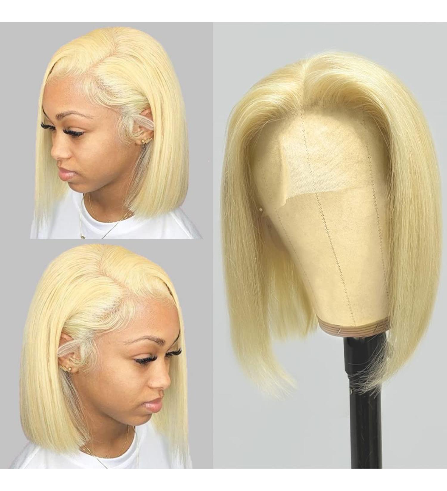Blonde HD Lace Front Bob Wig 8 Inch | Natural Hairline | Brazilian Virgin Human Hair | Lovigs - Buy Online on GoSupps.com