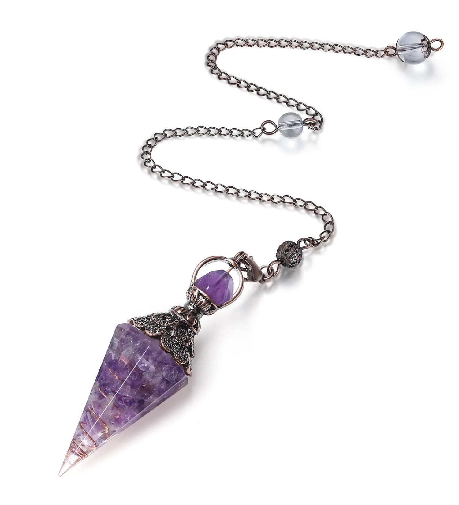 Natural Harz Amethyst Pendulum - Healing Gemstone Crystal for Reiki Hexia Ceremonies & Esoteric Gifts | International Shipping - Buy Online on GoSupps.com