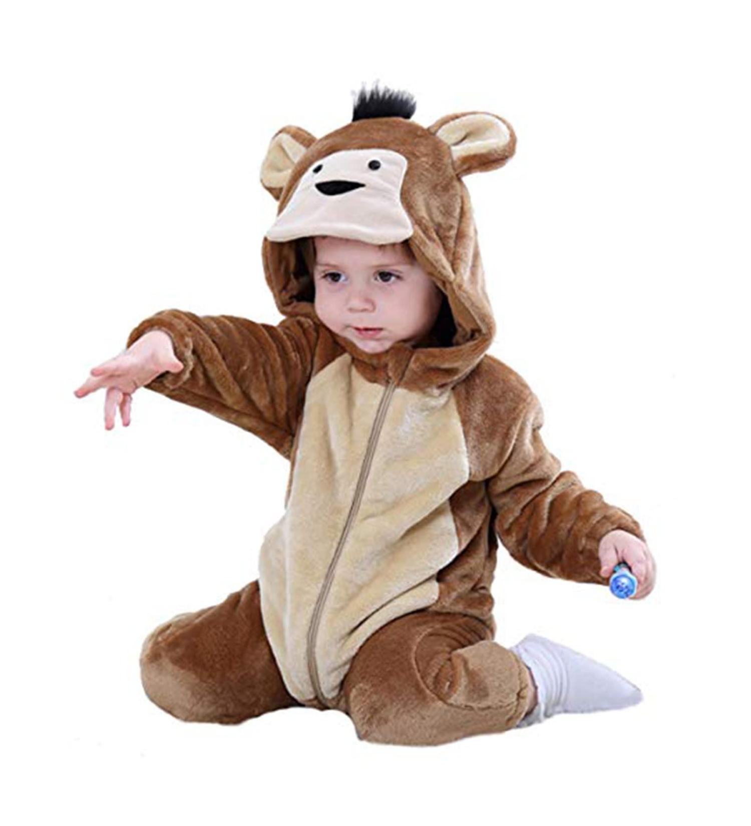 Doladola Baby Hooded Monkey Onesie - Newborn to Toddler Loungewear Jumpsuit - Buy Online on GoSupps.com