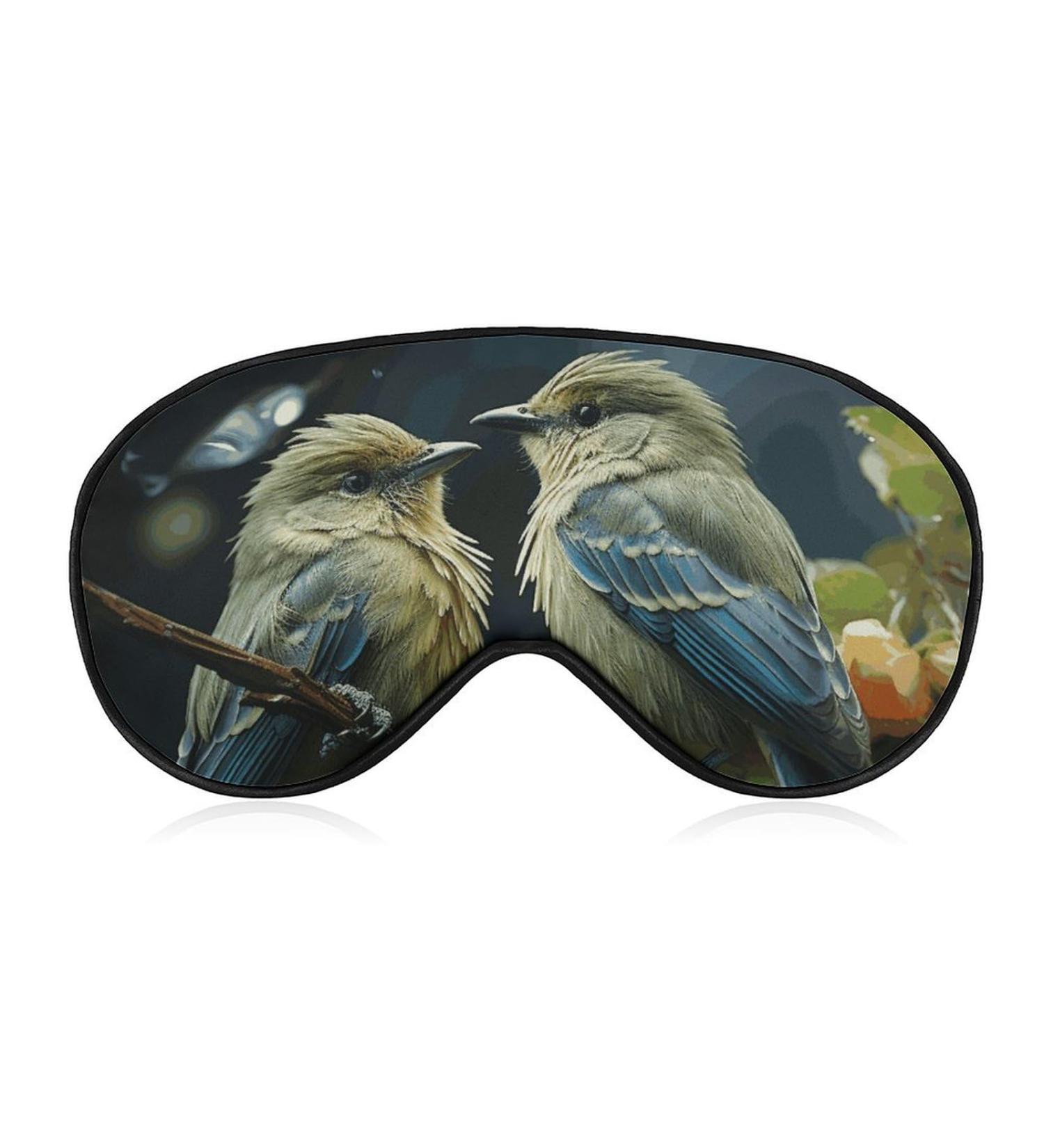 Soft & Comfortable Sleep Mask with Adjustable Strap - Green Leaves & Birdseye Eye Cover for Men & Women | Perfect for Travel & Work - Buy Online on GoSupps.com