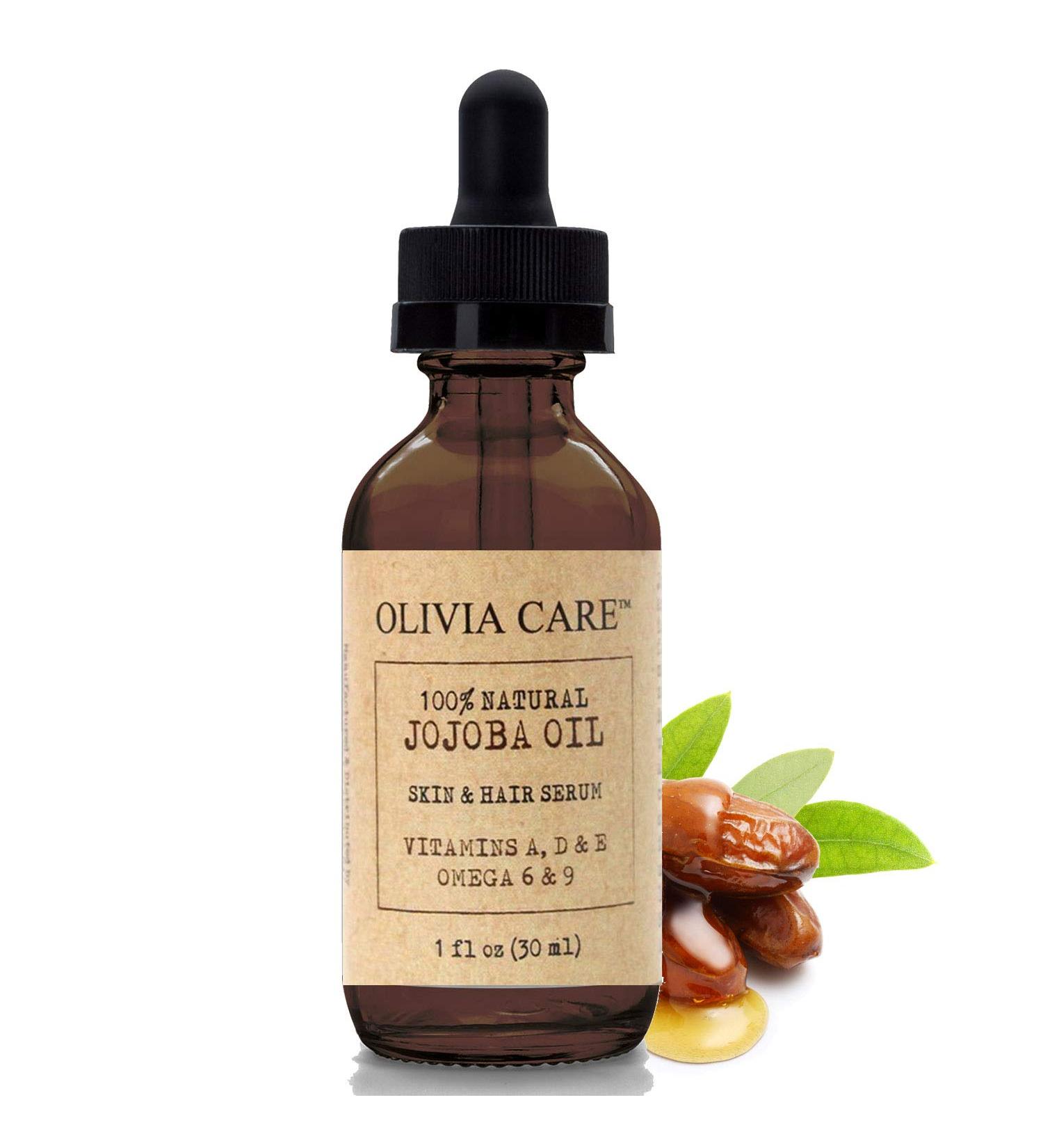 Olivia Care Jojoba Oil Serum - 100% Natural & Cold Pressed for Face Body & Hair | Moisturizing with Antioxidants Vitamins A D E & Omega 6 9 - Buy Online on GoSupps.com