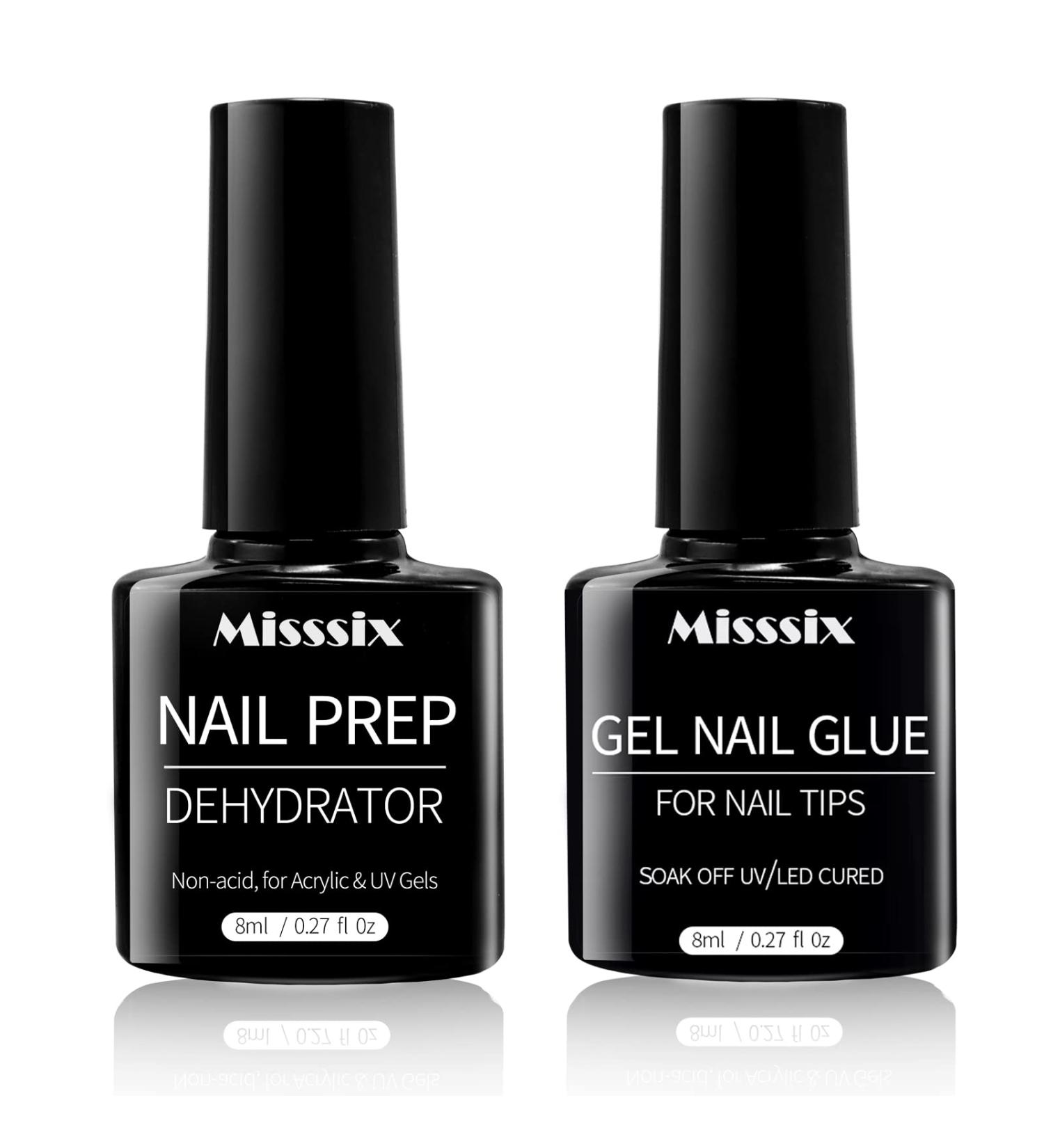 Missix 6-in-1 Nail Glue Gel and Nail Prep Dehydrate Kit for Long-Lasting Acrylic and Press-On Nails - Buy Online on GoSupps.com