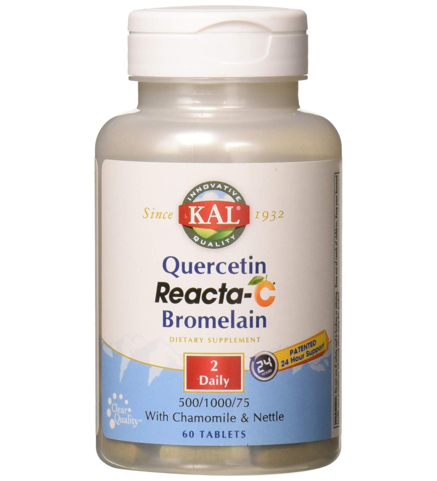Kal Quercetin Reacta-c Bromelain Tablets - 60 Count | Powerful Immune Support - Buy Online on GoSupps.com