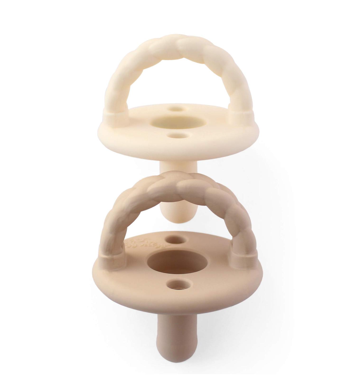 Itzy Ritzy Sweetie Soother Pacifiers - Food Grade Silicone, 0+ Months, Cream Taupe Braid (2 Pack) - Buy Online on GoSupps.com