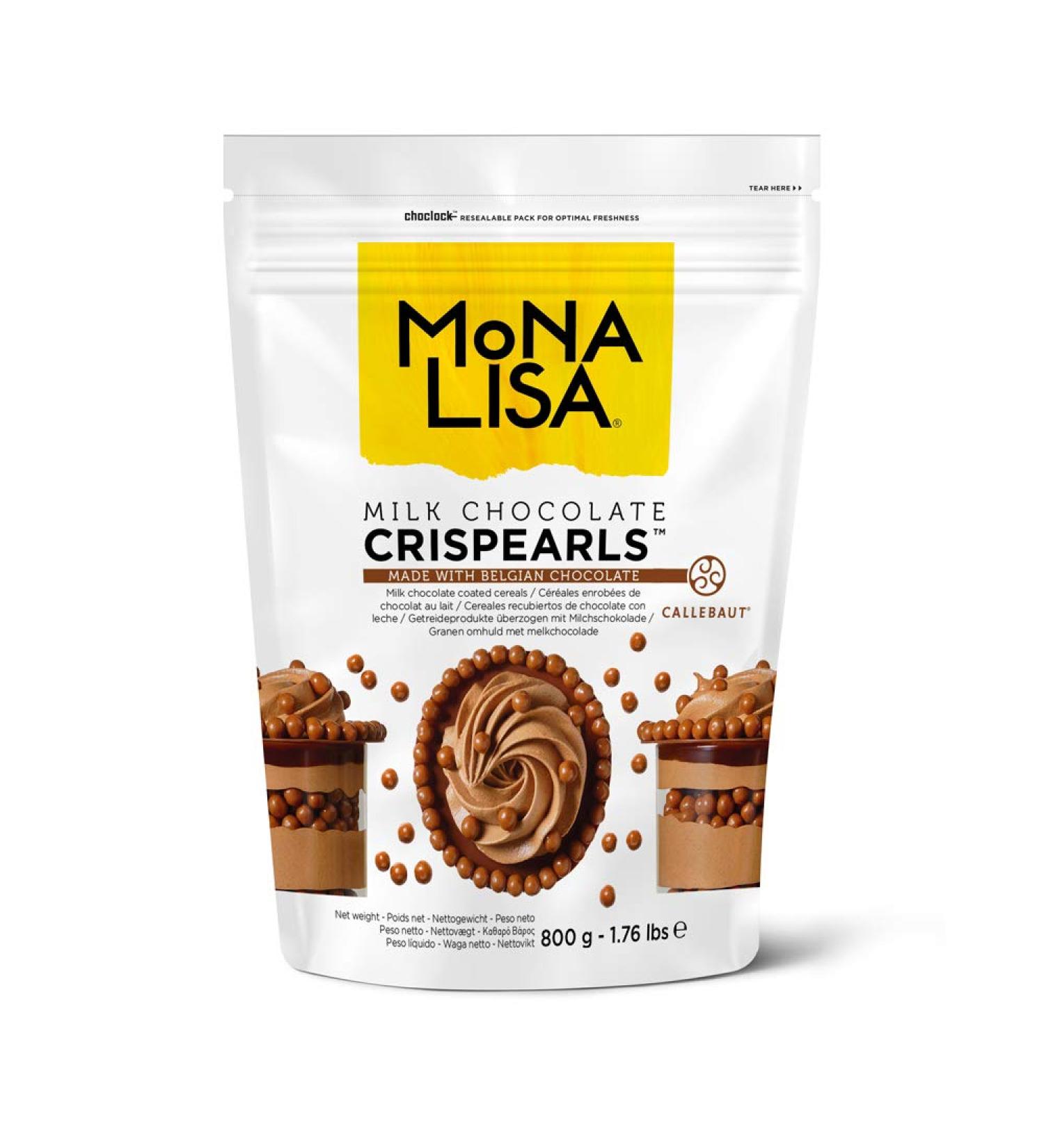  Sephra Callebaut Mona Lisa Crisbeads (milk chocolate 1 x 800g bag) 800g Velcro resealable bag Flavored coated cereal balls for decorating cakes cupcakes waffles pancakes crepes - Buy Online on GoSupps.com