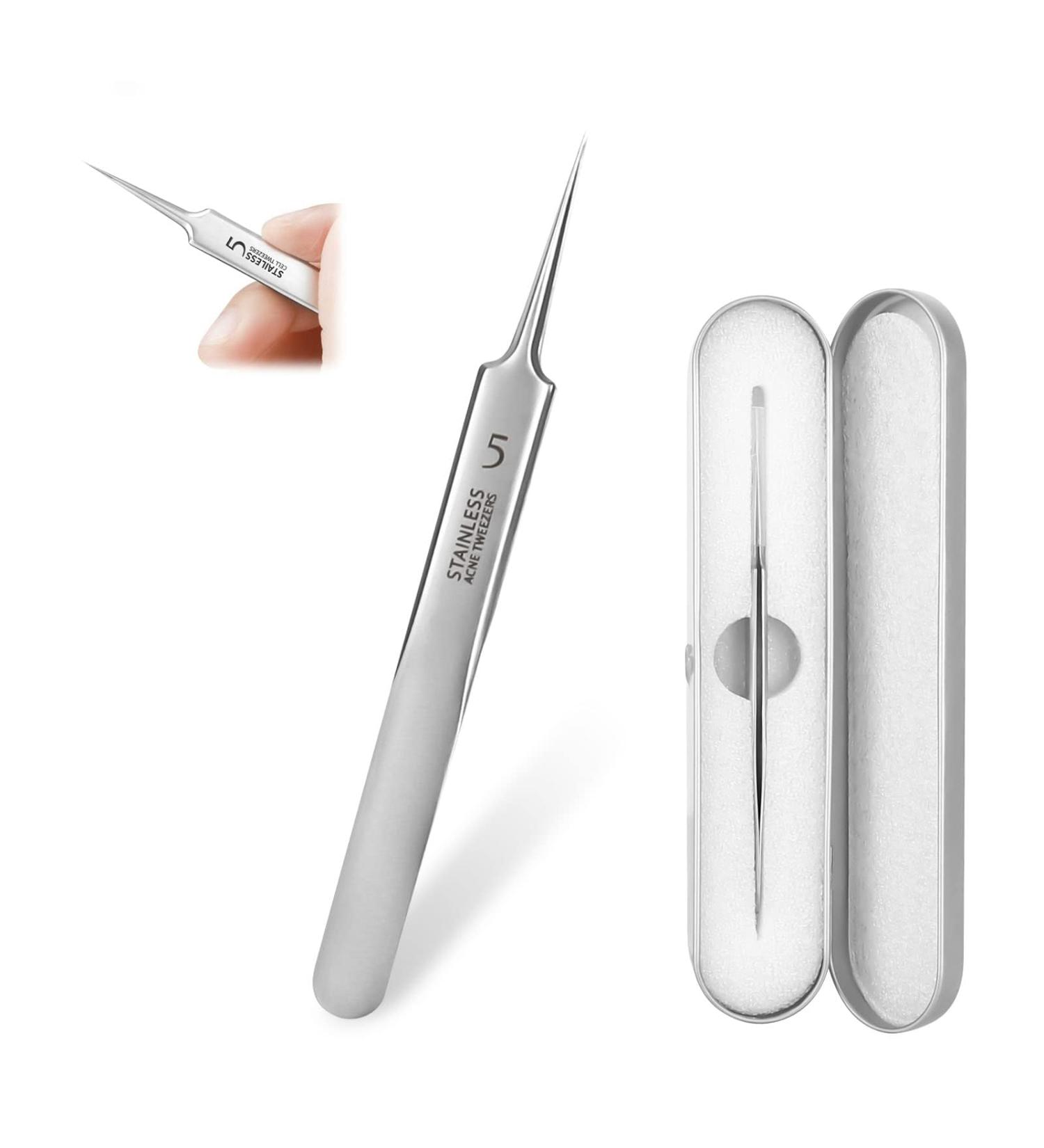 XCDMJ Stainless Steel Tweezers Milia Knife Blackhead Tweezers Precision Fine Technical Tweezers Splitter Tweezers for Extractor Acne Pimples Comedones Stains or Removal - Buy Online on GoSupps.com