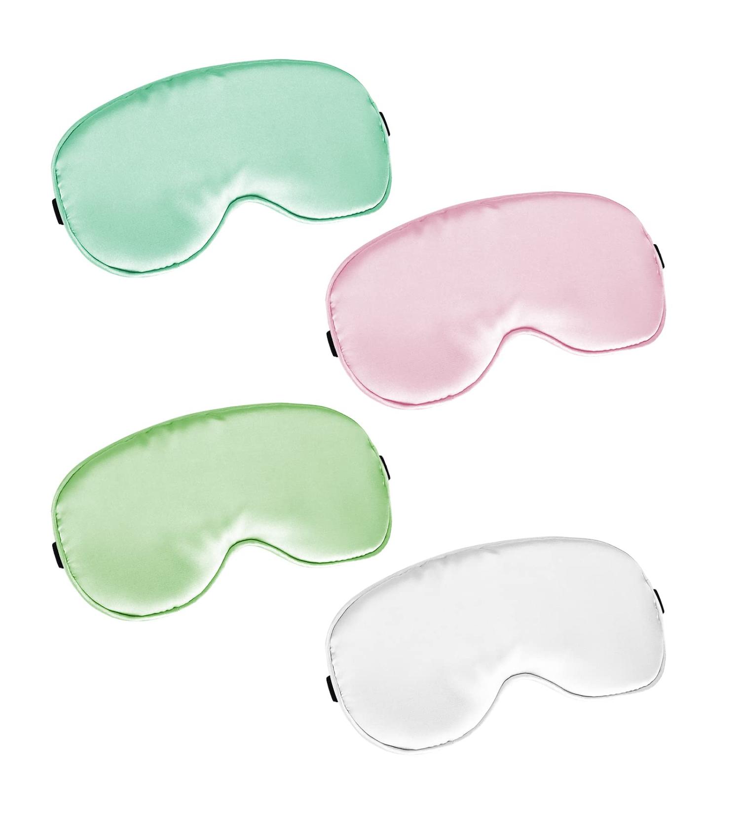 Lusofie 4Pcs Silk Sleep Masks Set - Adjustable Strap Eye Covers for Sleeping, Night Travel, Nap - Satin Eyeshade for Girls (Pink/White/Green/Emerald) - Buy Online on GoSupps.com
