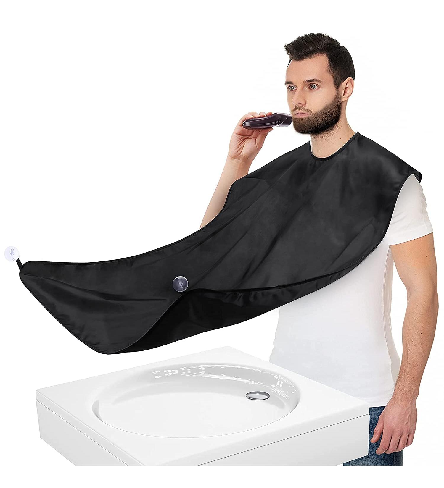ELISEHIRI Beard Bib Apron for Men - Waterproof Beard Catcher with Comb & Scissors | Perfect for Shaving & Grooming - Buy Online on GoSupps.com