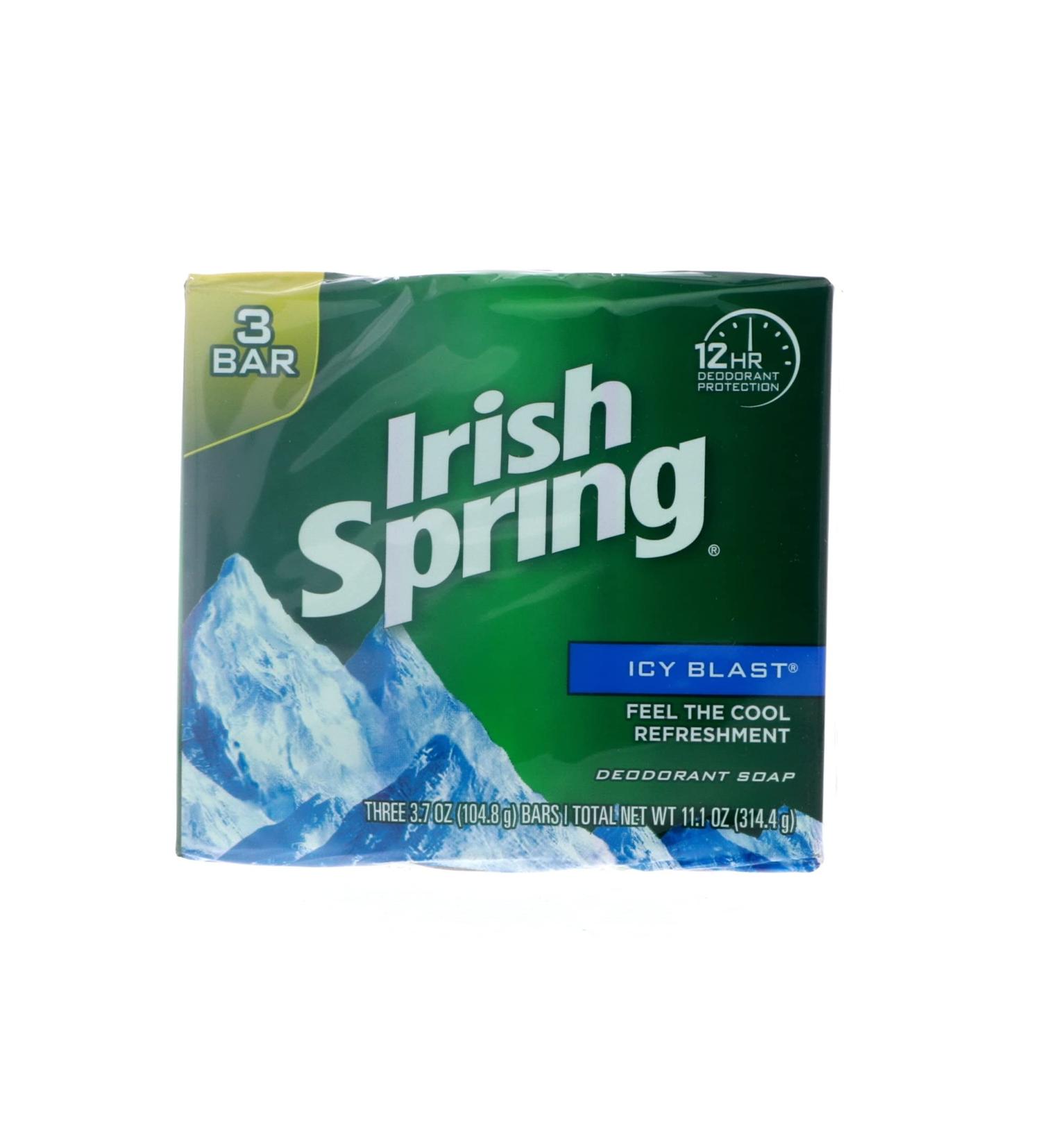 Icyblast Cool Refreshment Deodorant Soap by Irish Spring - 3 Bars & 12 Bars | International Shipping Available - Buy Online on GoSupps.com