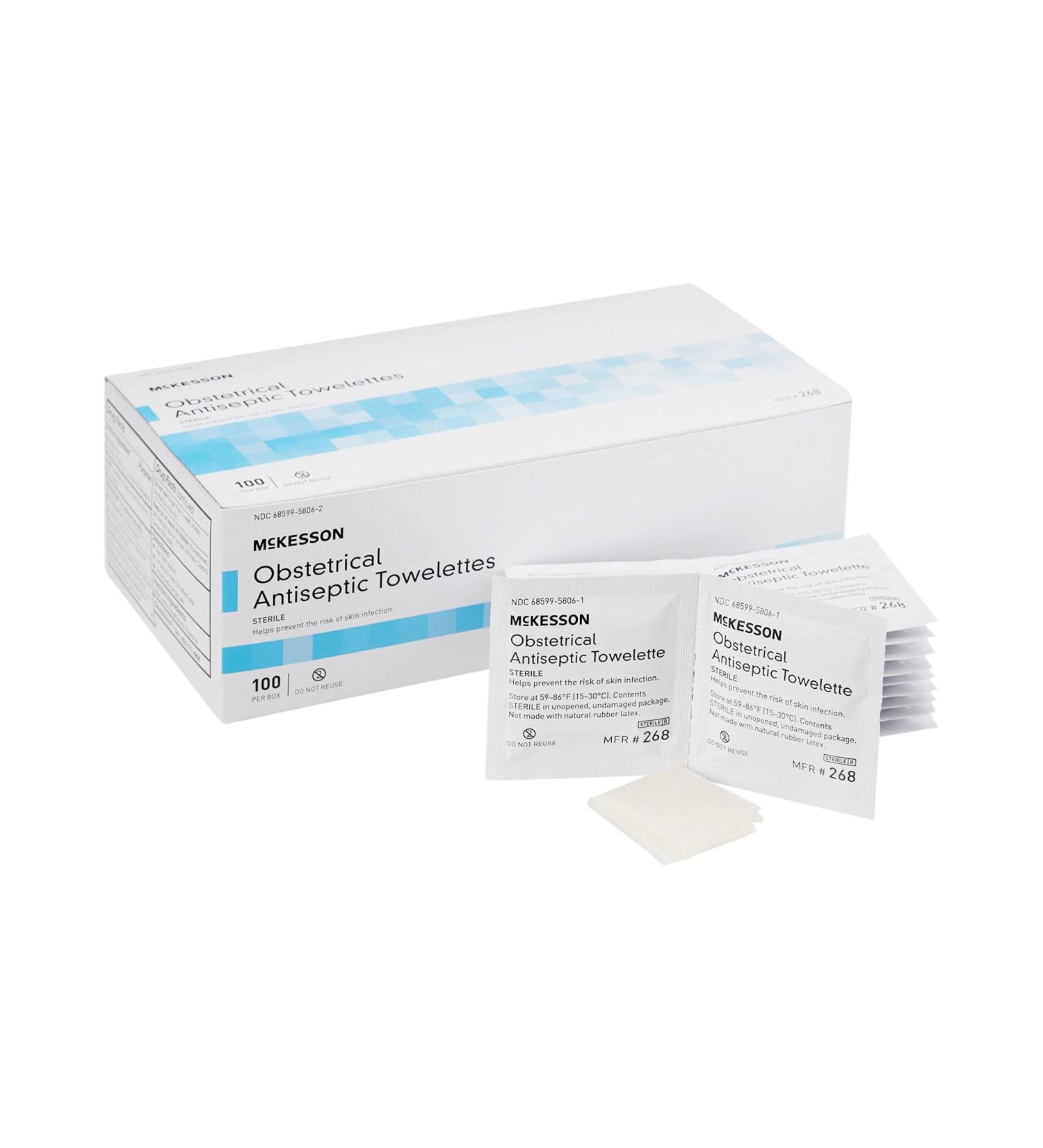 McKesson Obstetrical Antiseptic Towelettes Wipes - 100 Sterile Individual Packets, Clean Scent - 1 Pack (100 Count) - Buy Online on GoSupps.com