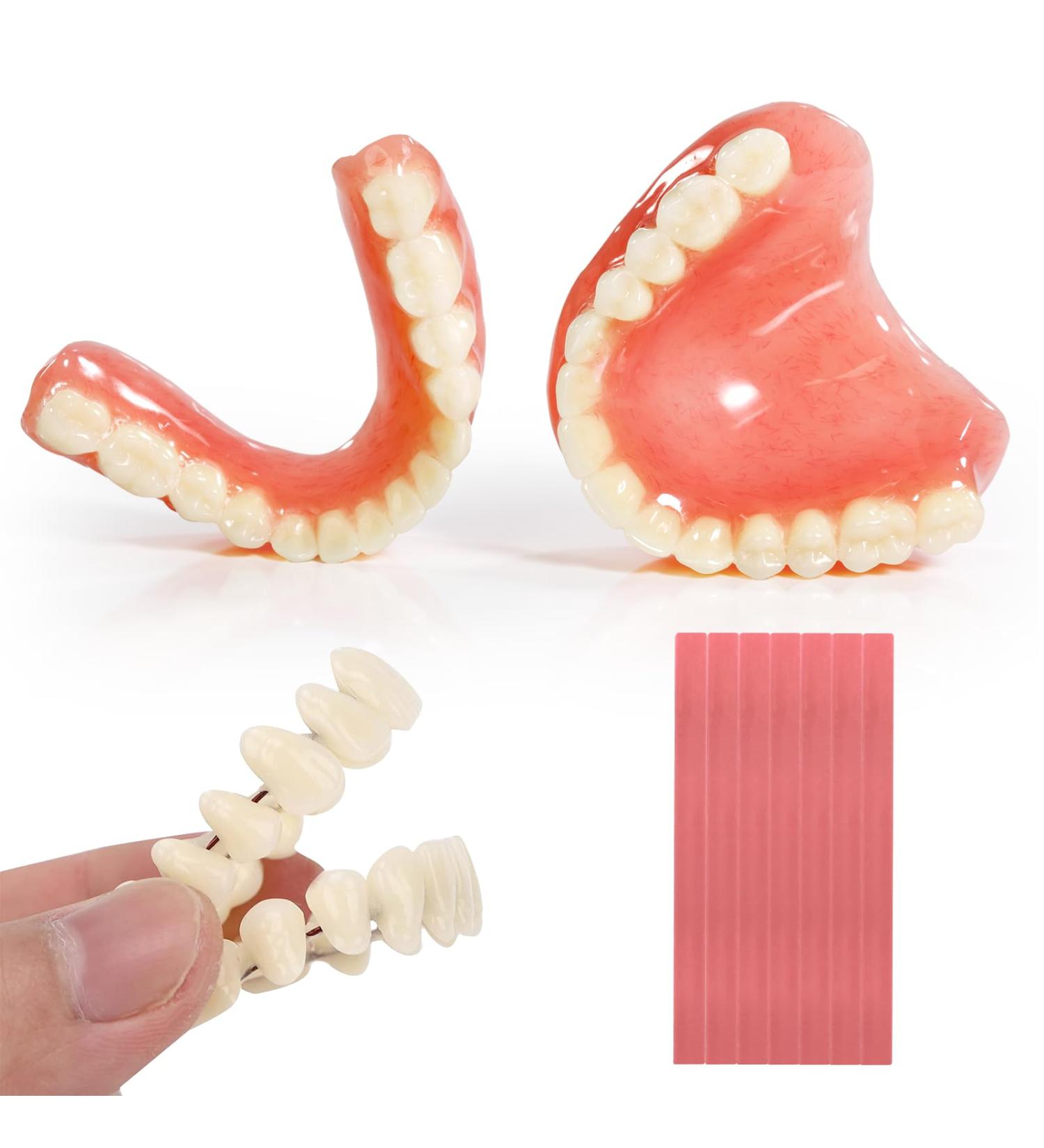 Full Set Fake Teeth Denture Kit - Top & Bottom | Moldable At-Home DIY Temporary Missing Teeth Replacement, Natural Smile Kit-JJ113 Red - Buy Online on GoSupps.com