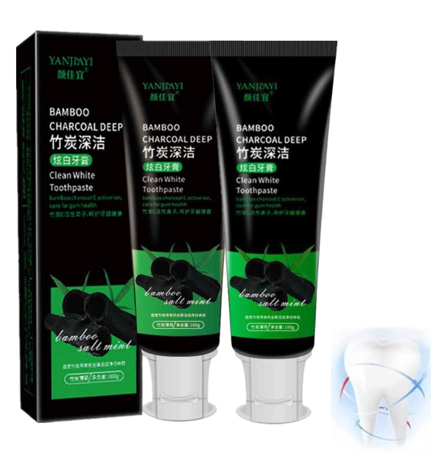 Buy 2-Pack Yanjiayi Bamboo Charcoal Deep Toothpaste - Brightening Activated Carbon Formula for Deep Clean Fresh Breath & Stain Removal - Buy Online on GoSupps.com