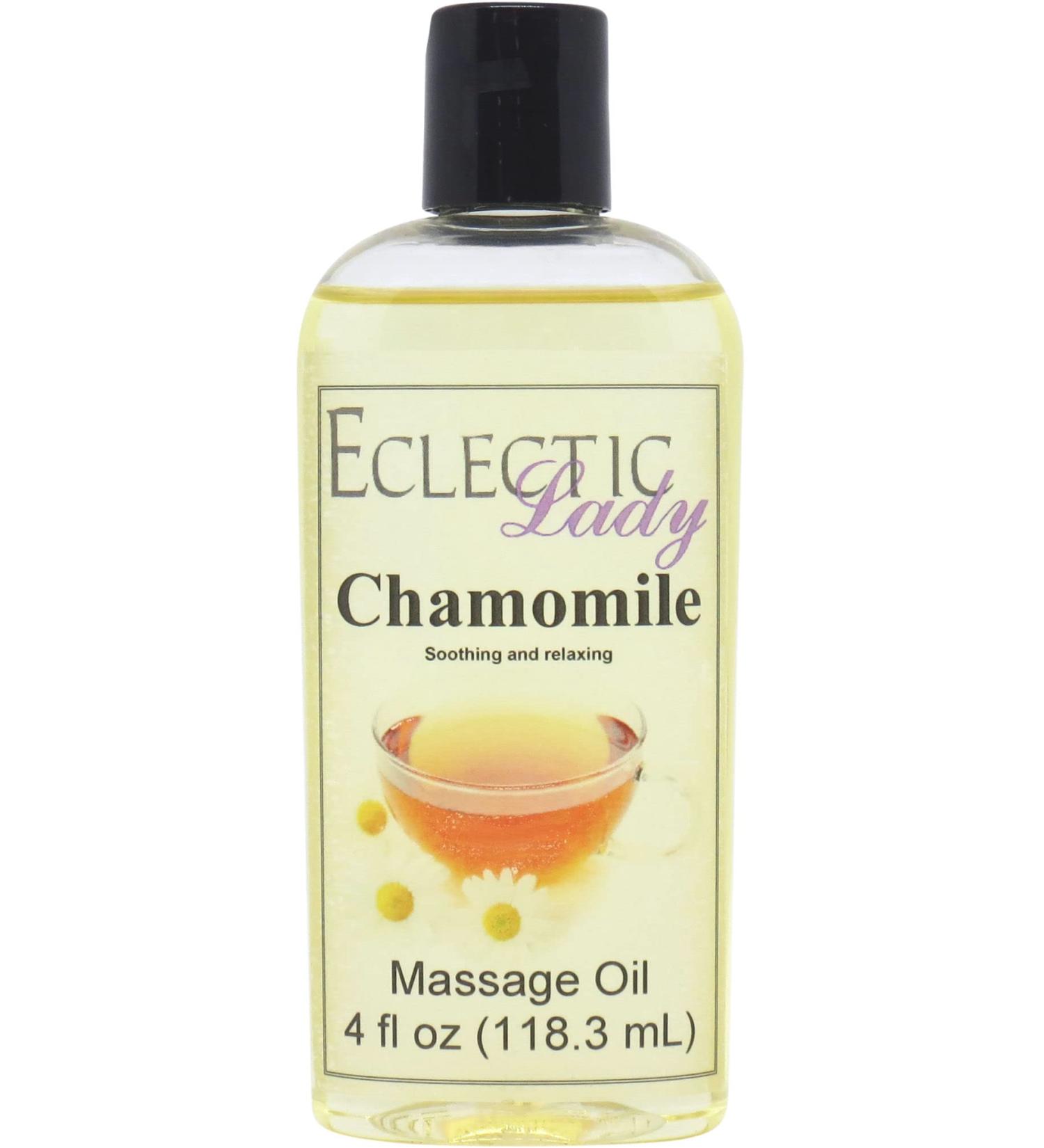 Chamomile Massage Oil 4 oz - Aromatherapy with Sweet Almond & Jojoba Oil | Preservative Free for Relaxation - International Shipping Available - Buy Online on GoSupps.com