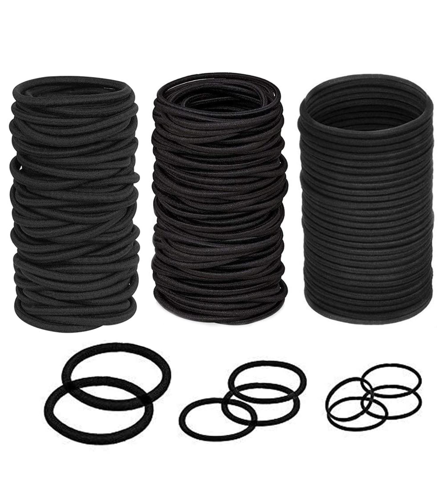 Buy Black Hair Ties - Elastic Headbands in 3 Sizes for Thick Curly Hair | Perfect Ponytail Holders & Hair Accessories for Women and Girls - Buy Online on GoSupps.com