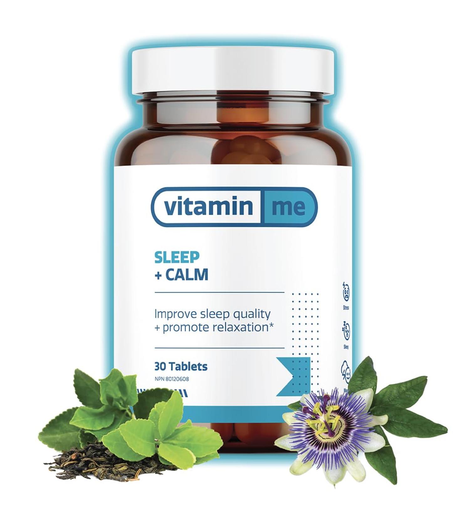 VitaminMe - Sleep + Calm | Valerian Root | L-Theanine | Passionflower | Helps promote better sleep | Calming effect that promotes relaxation | All-natural supplement | Plant based | 30 Tablets - Buy Online on GoSupps.com