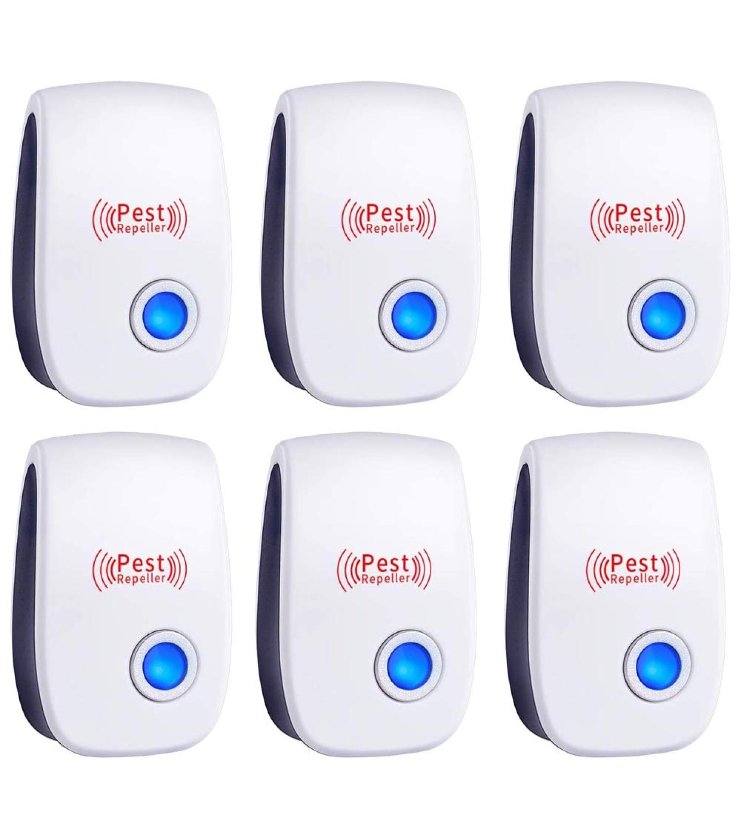 Ultrasonic Pest Repeller 6 Pack - Electronic Plug-In Sonic Pest Control for Bugs, Insects, Roaches, Mice, Spiders, Rodents, Mosquitoes - Buy Online on GoSupps.com