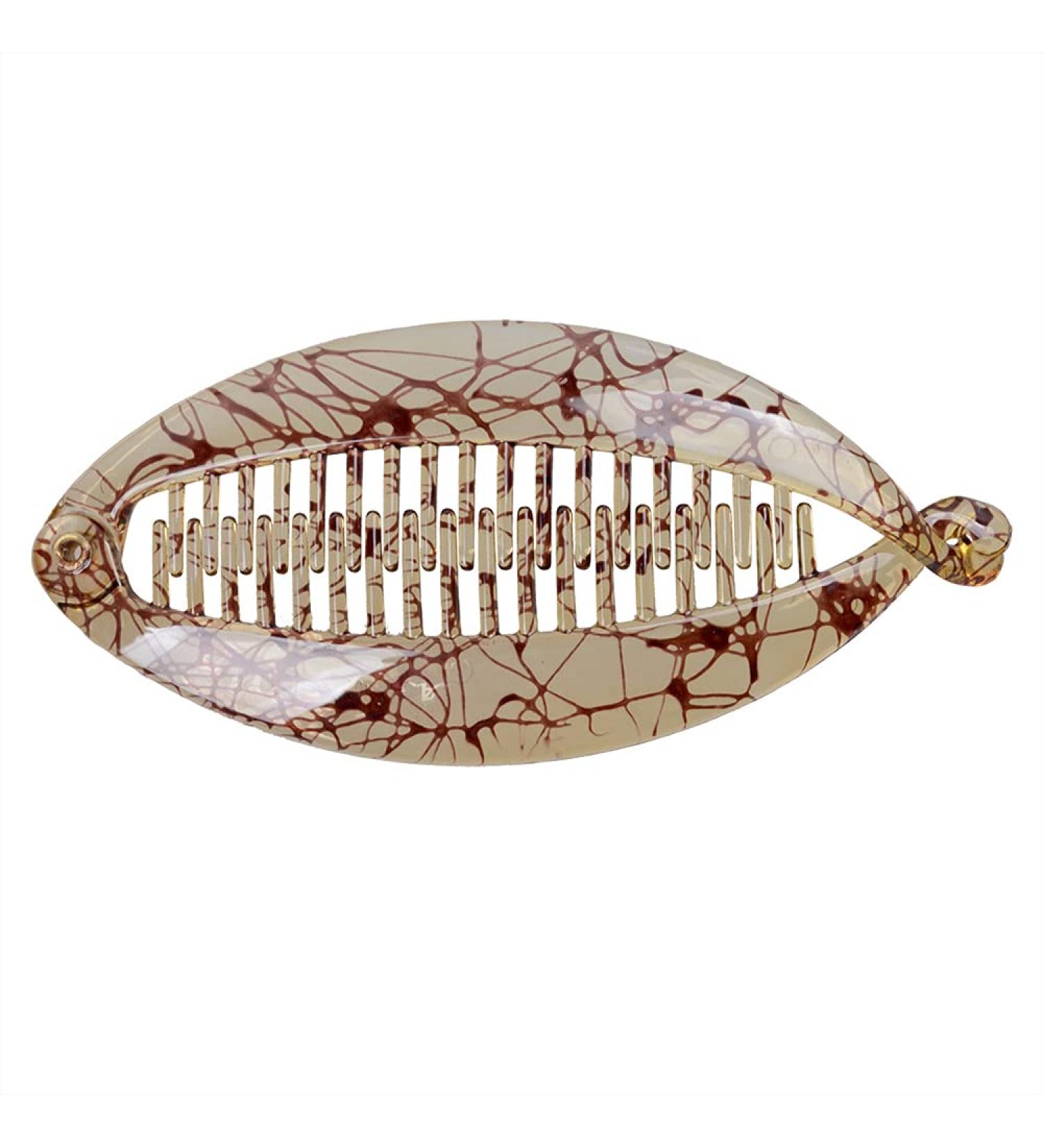 Ancllo Large Banana Hair Clips - Fish Shape Hair Accessories for Women & Girls - 2 Coffee Brown Clips with Rounded Edges - Buy Online on GoSupps.com