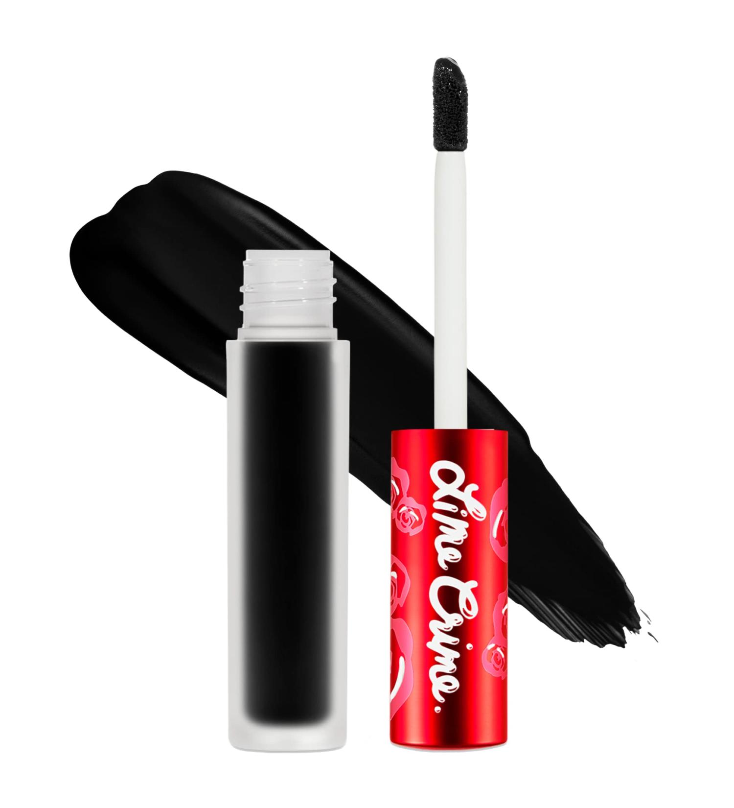 Lime Crime Velvetines Liquid Matte Lipstick in Black Velvet - Long-Lasting True Black Shade with Lip Lining - Talc-Free & Paraben-Free - Buy Online on GoSupps.com