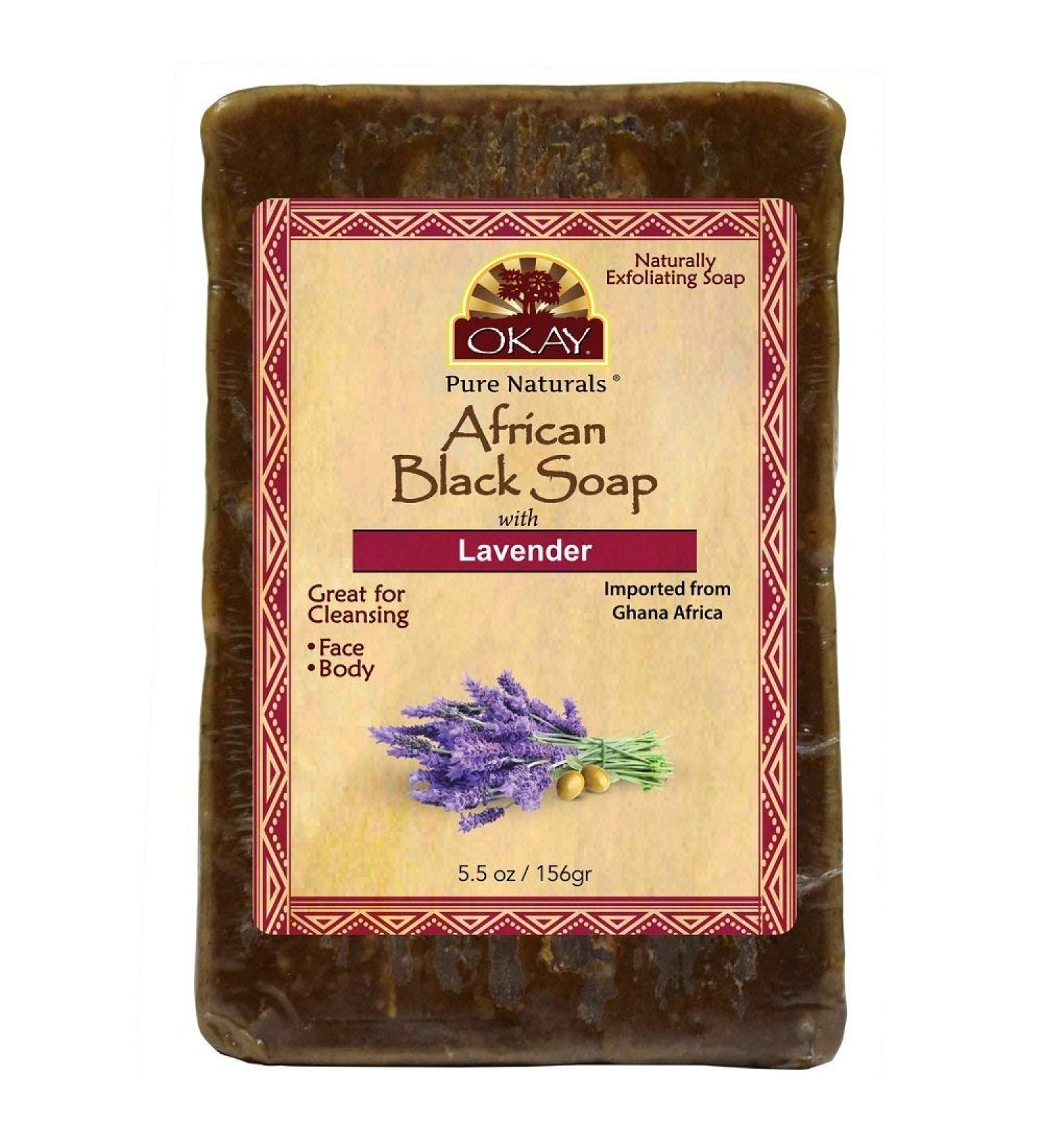 OKAY African Black Soap Lavender - 5.5oz (156g) | Natural Skincare for All Skin Types - Shop Internationally - Buy Online on GoSupps.com
