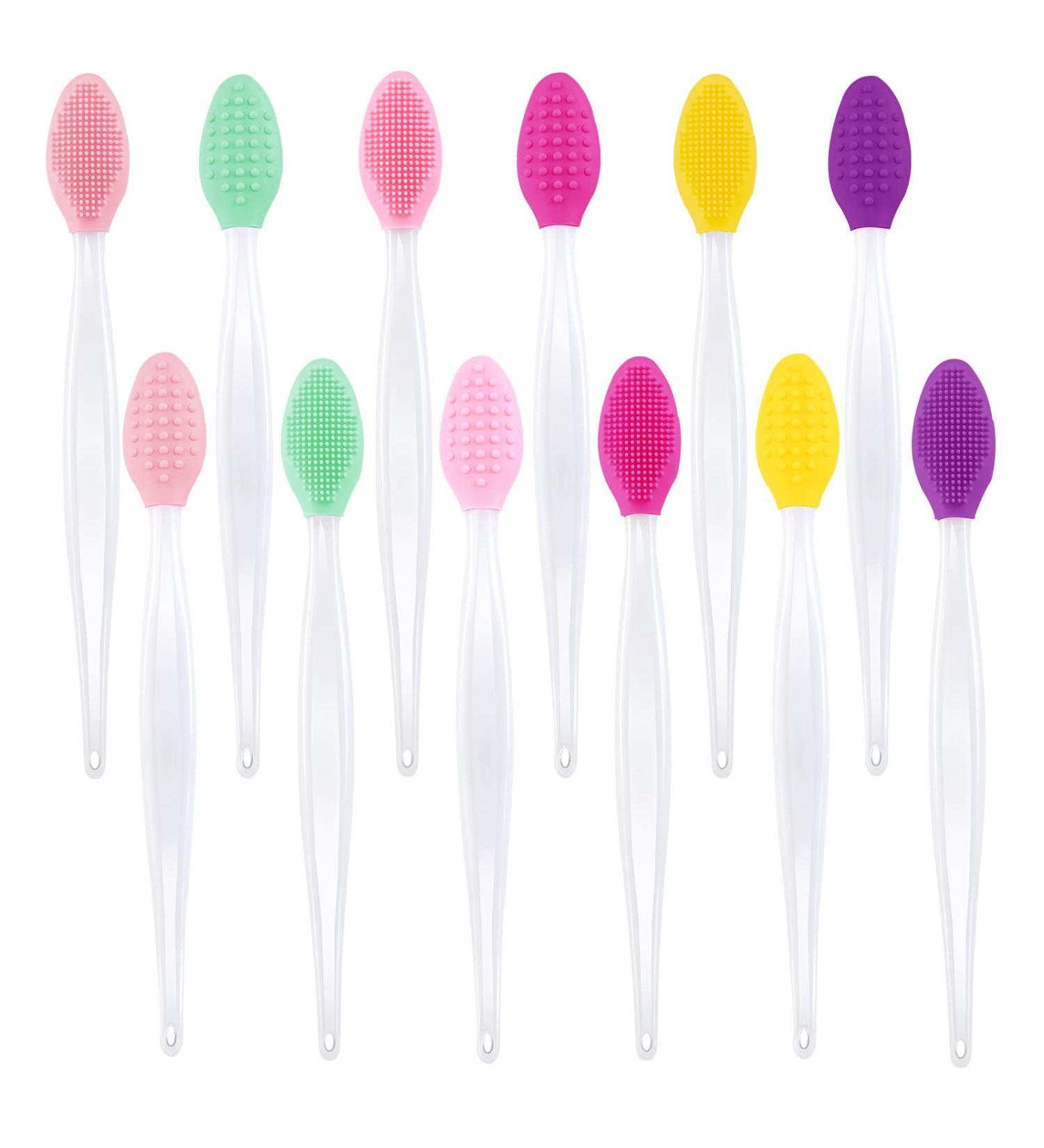 Lusofie 12 Pcs Double Sided Silicone Lip Scrub Brush Set for Exfoliation and Lip Lightening - For Men, Women, and Girls - Buy Online on GoSupps.com