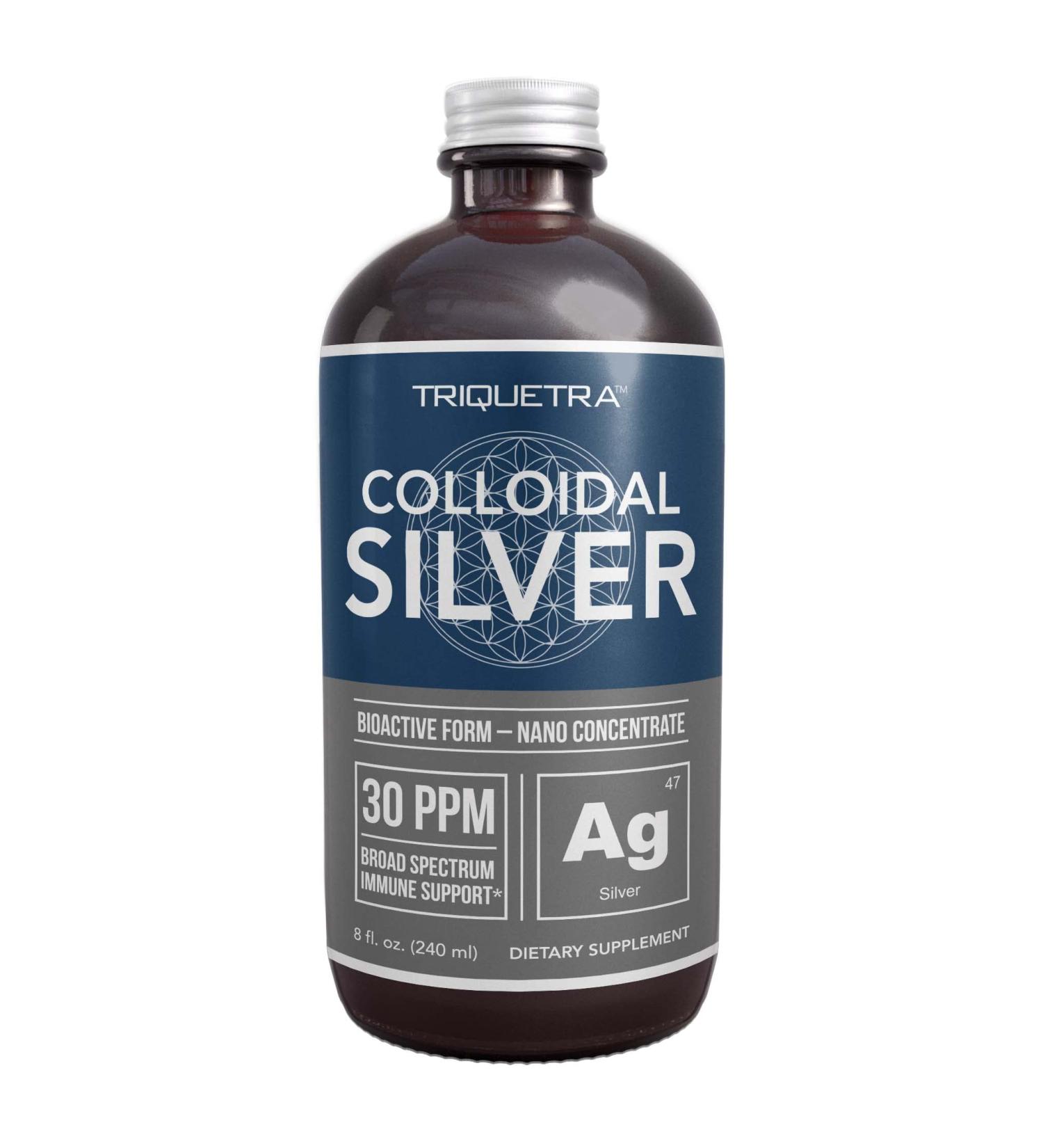Bioactive Colloidal Silver 8 oz Glass Bottle Vegan 30 PPM Nano Ions - Immune Support (48 Servings) - Buy Online on GoSupps.com