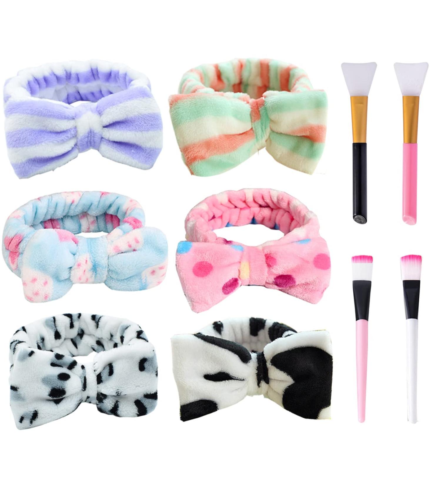 Shop Ladaypoa 6-Piece Spa Front Straps & Coral Fleece Headbands | Makeup & Shower Essentials with 4 Mask Brushes - 6 Colors Available - Buy Online on GoSupps.com