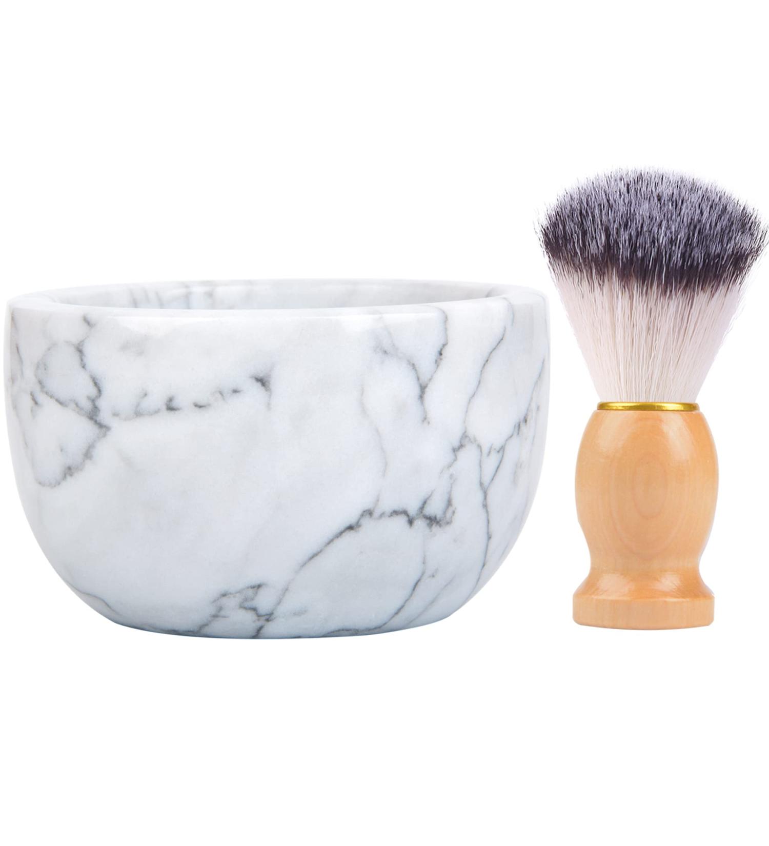 Aisiming Marble Shaving Bowl for Men - White Grey Shave Soap Cup for Rich Foam | Keep Warm for Better Shaving | Easy to Lather Shaving Mug - Perfect Gift - Buy Online on GoSupps.com