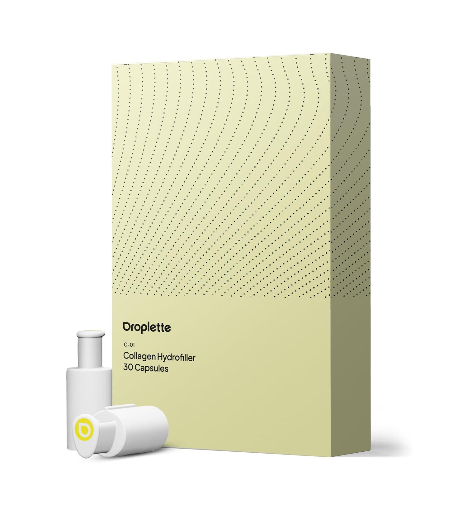 Droplette Collagen Hydrofiller Refill Capsules - Rejuvenate Hydrate & Plump Skin - Vitamin C Argireline & Turmeric - 30 Count for All Skin Types - Buy Online on GoSupps.com