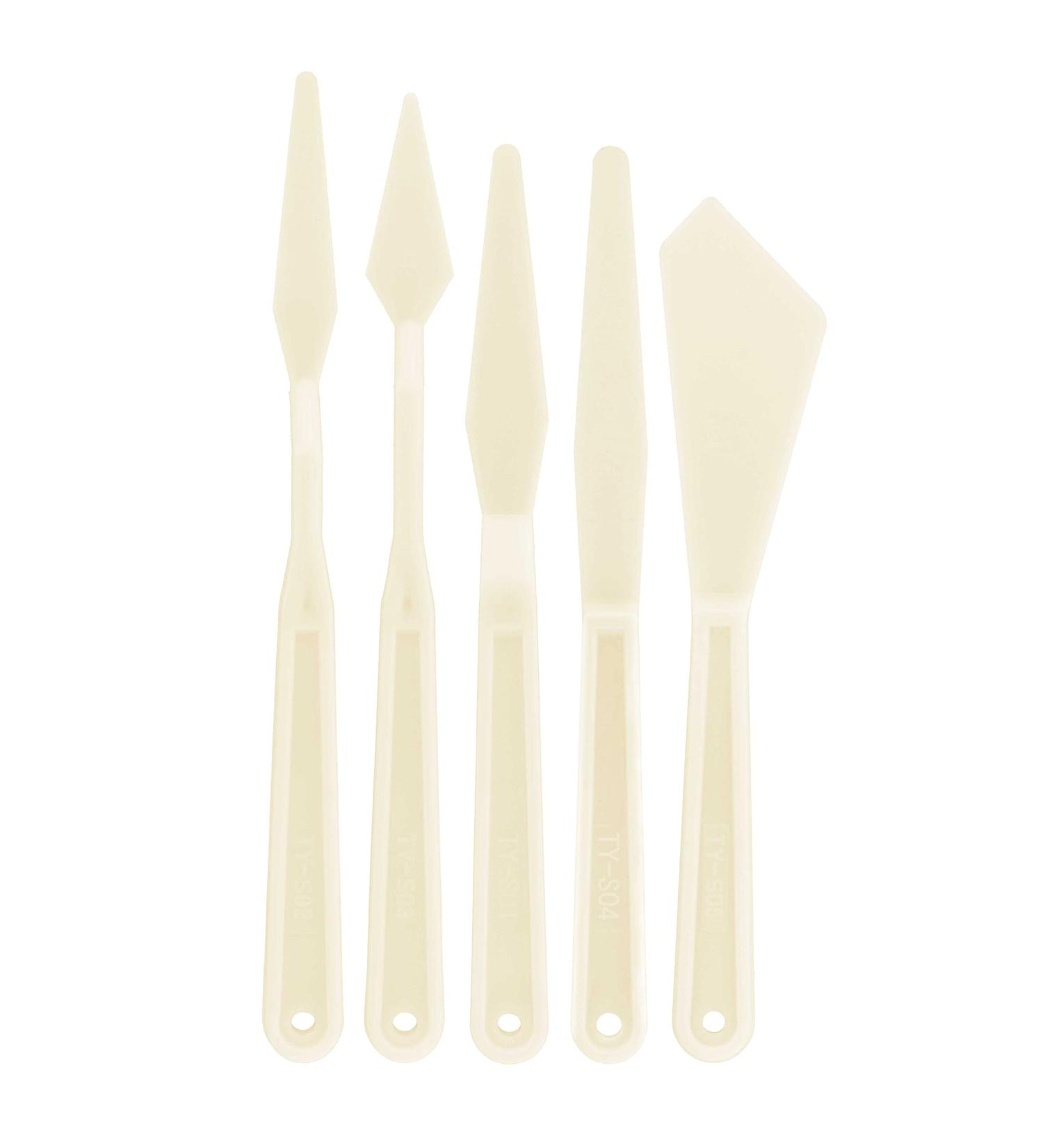 U.S. Art Supply 5-Piece Plastic Palette Knife Set - Versatile Knives for Mixing, Spreading, and Applying Paints on Canvases and Cake Icing - Buy Online on GoSupps.com