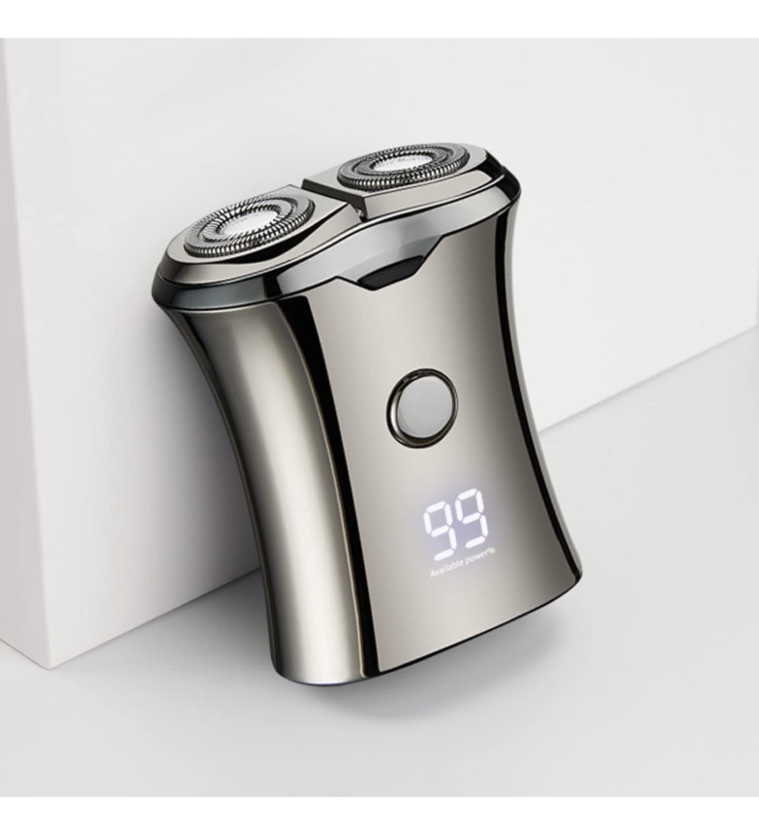 Electric Mini Travel Shaver for Men - Pocket Size Washable Razor | Rechargeable Cordless Shaving - Silver - Buy Online on GoSupps.com