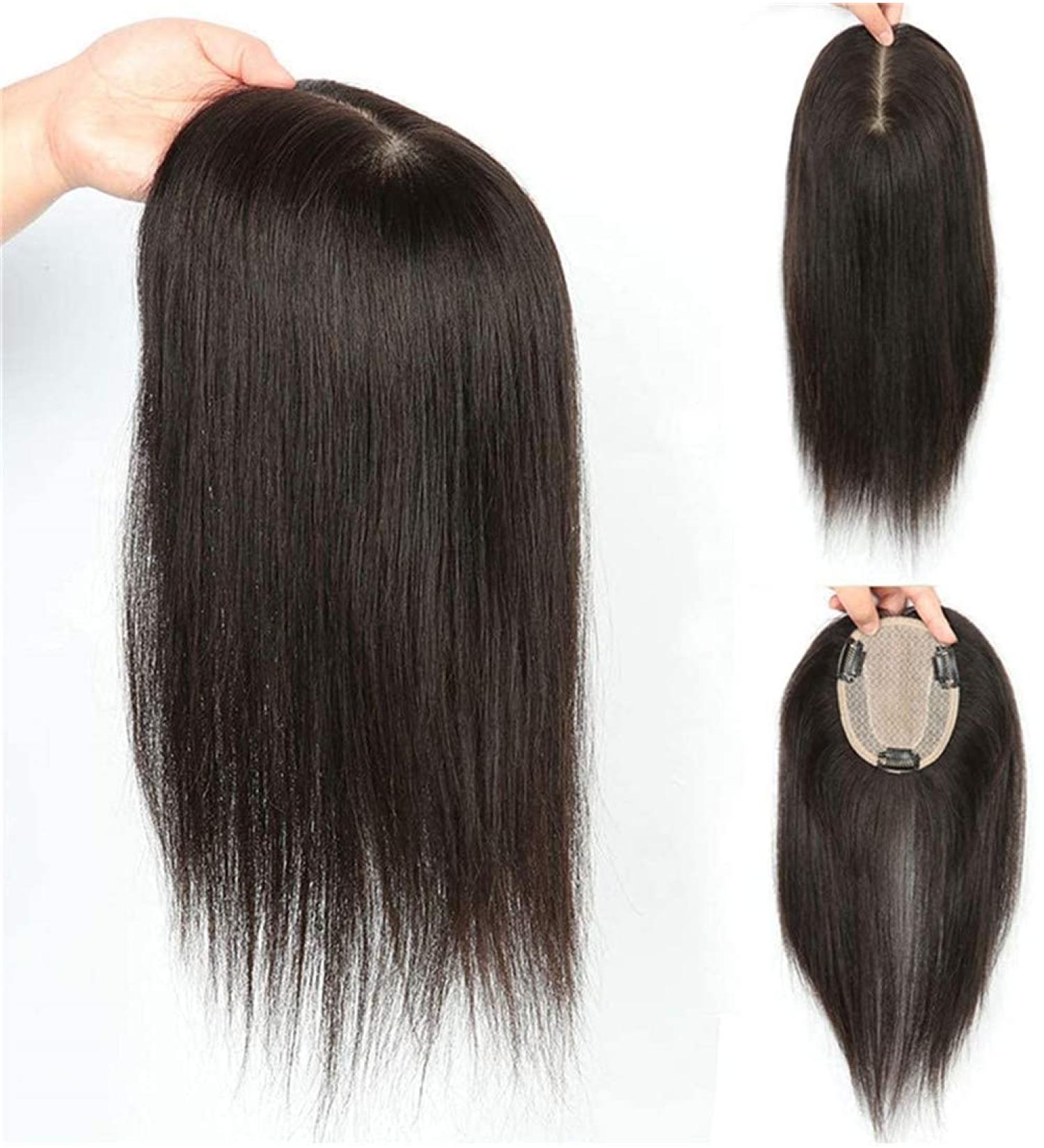 Silk Base Straight Human Hair Crown Topper - Clip-in Invisible Hairpiece for Women | 10 Dark Brown - Buy Online on GoSupps.com