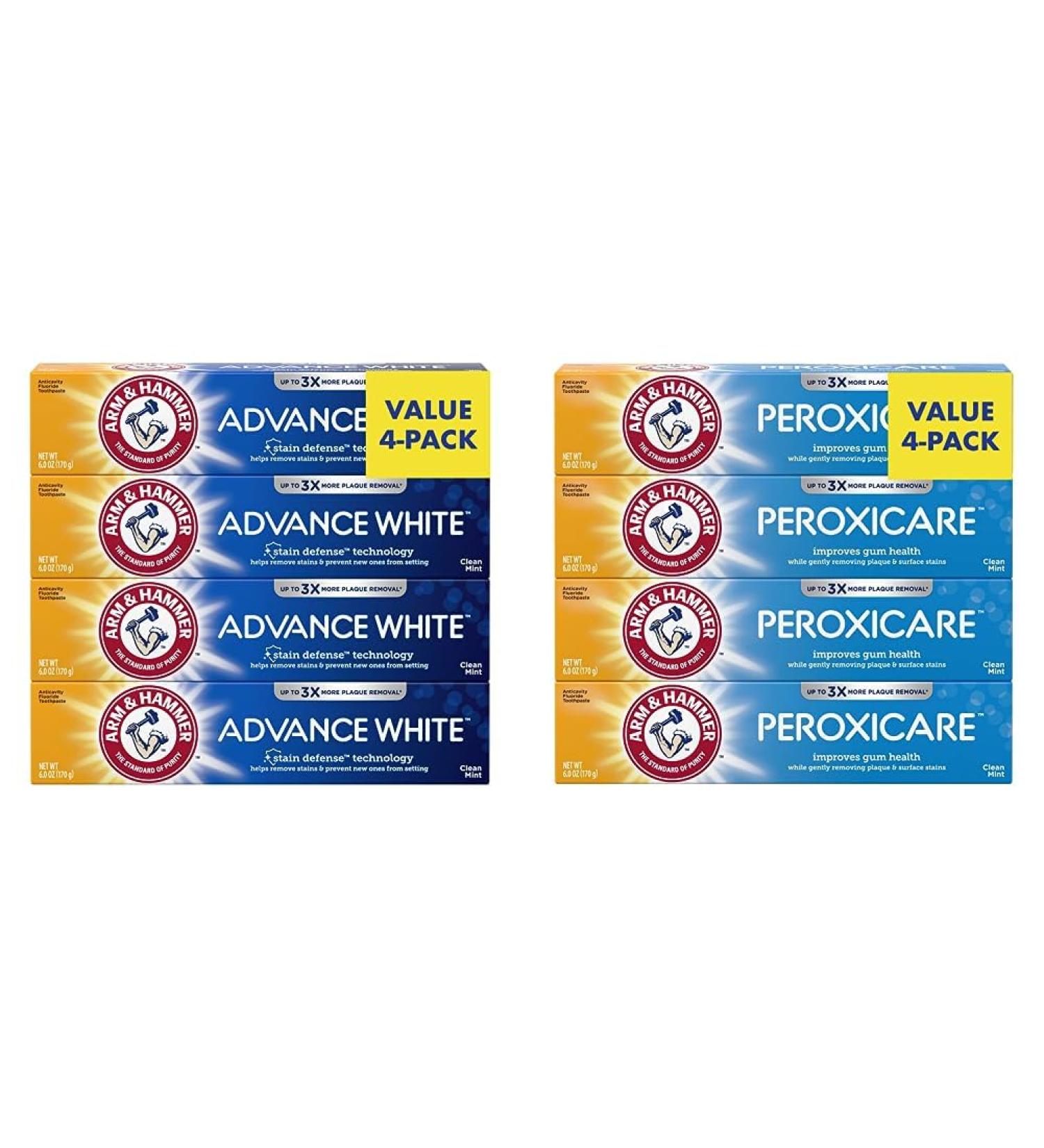 Arm & Hammer Advance White and Peroxicare Toothpaste Bundle (4-Pack) - Buy Online on GoSupps.com