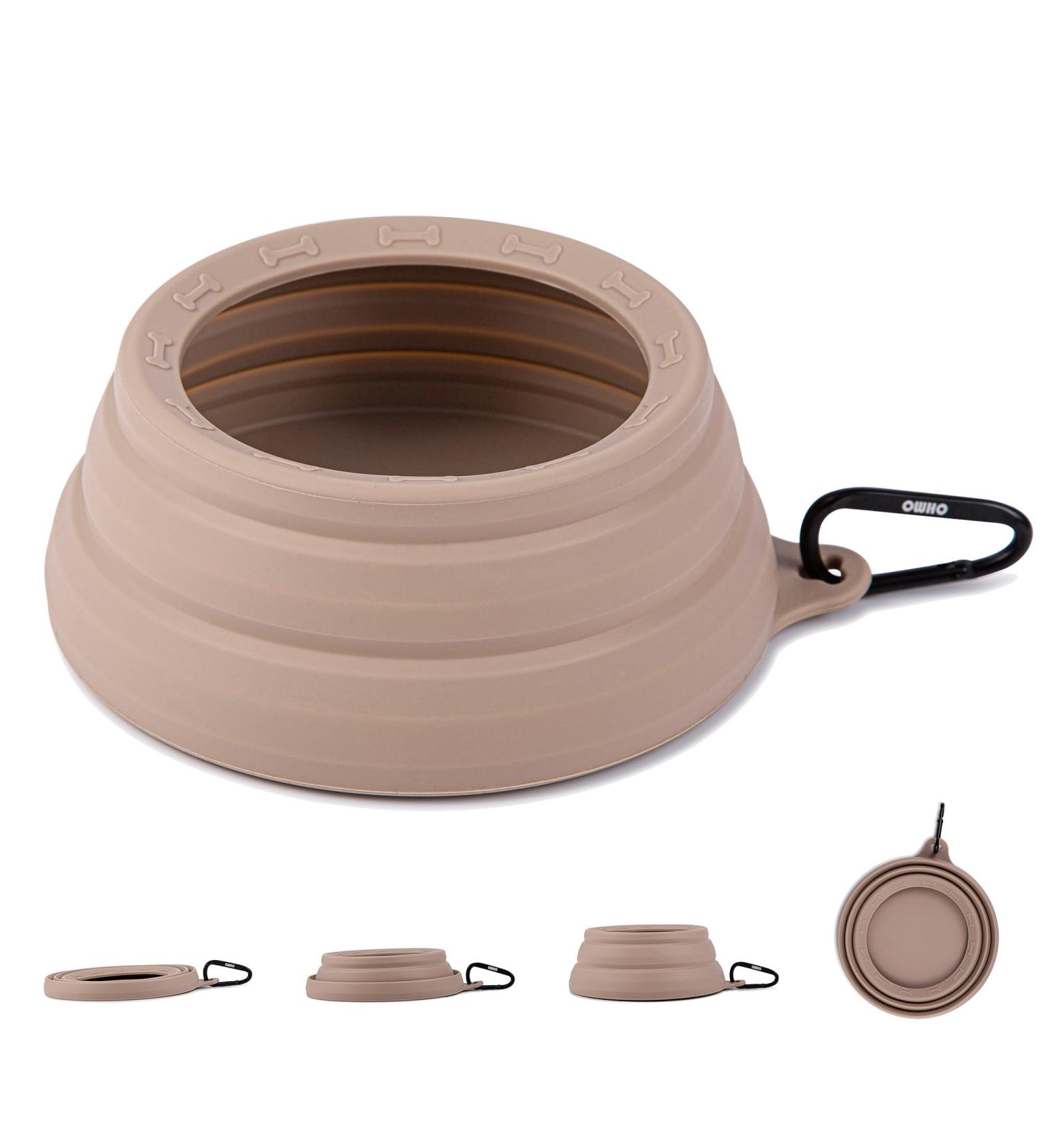 Ohmo Dog Travel Bowl - Portable Anti-Drool Foldable Pet Bowl (700ml Beige) | Perfect for Road Trips & Travel Accessories - Buy Online on GoSupps.com