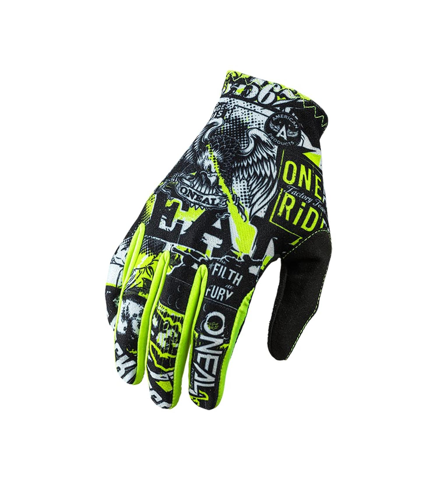 O'neal |Bicycle & motocross gloves |Children |MX MTB DH Fr Downhill Freeride |Durable flexible materials ventilated hand top |Matrix Youth Glove Attack |Colorful |Size XS XS black/neon yellow