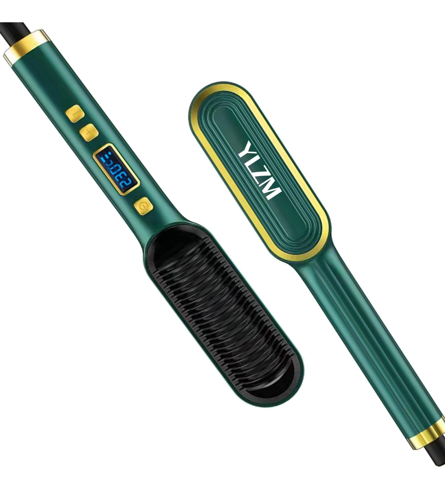 Hair Straightener Brush with 31 Temp Settings Ionic Ceramic Hot Comb LCD Display Curling Comb (Green) for Effortless Styling - Buy Online on GoSupps.com